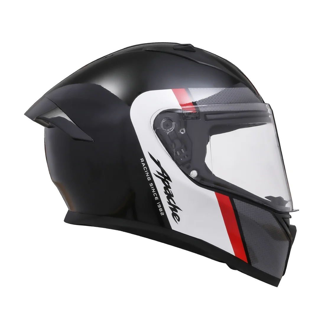 TVS Apache Full Face Helmet | Color: Black, Red & White Strip - Image 3
