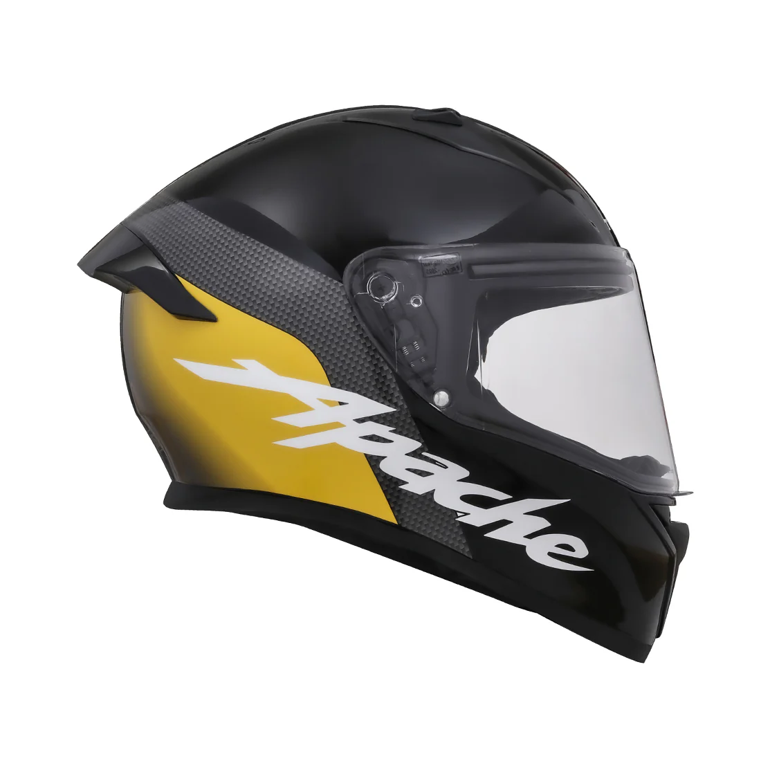 TVS Apache Full Face Helmet - Color: Black, Yellow Strip - Image 3
