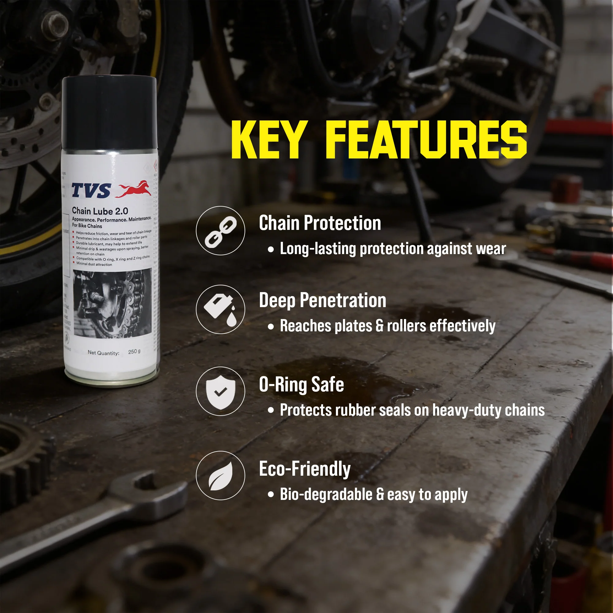 TVS Chain Lube 2.0 - 250Gm. | Precision Lubrication for Peak Chain Performance - Image 2