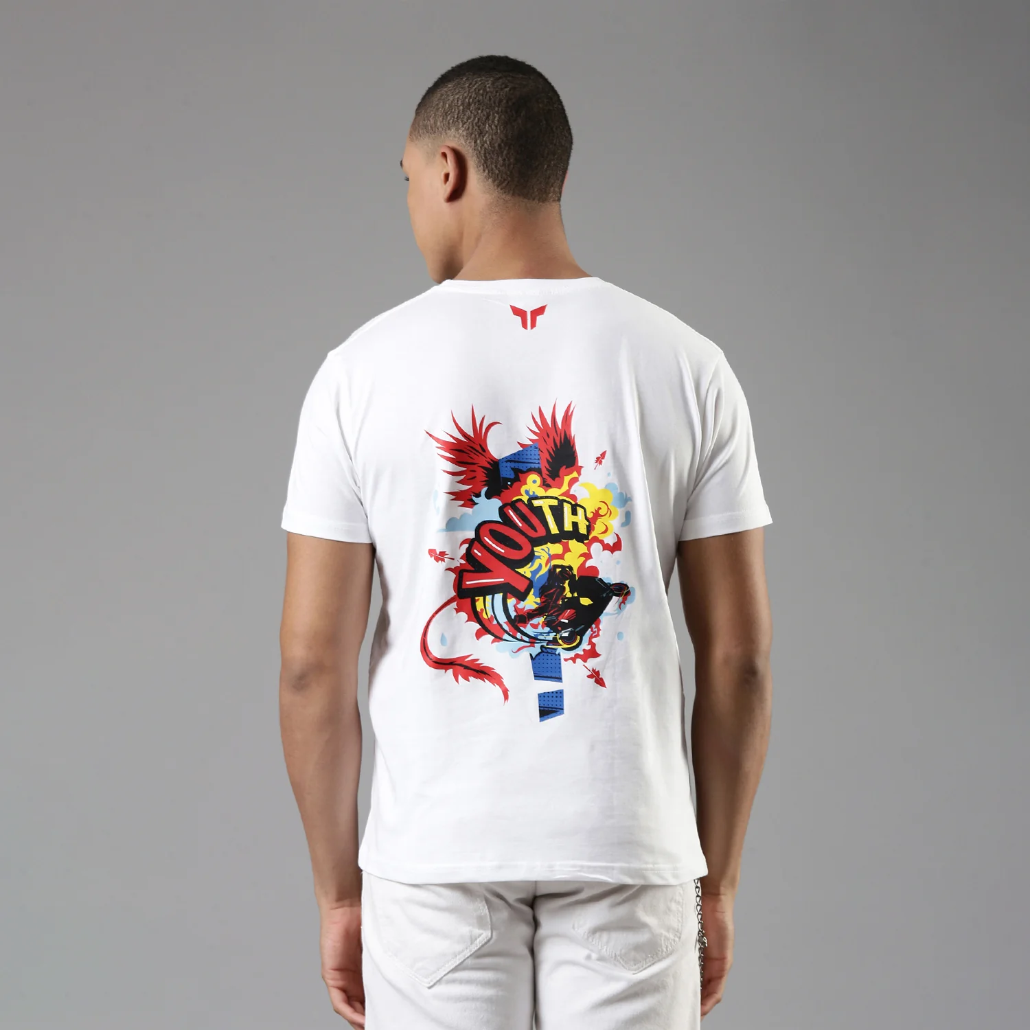 TVS Men's White Crew Neck T-Shirt - Youth - Image 3