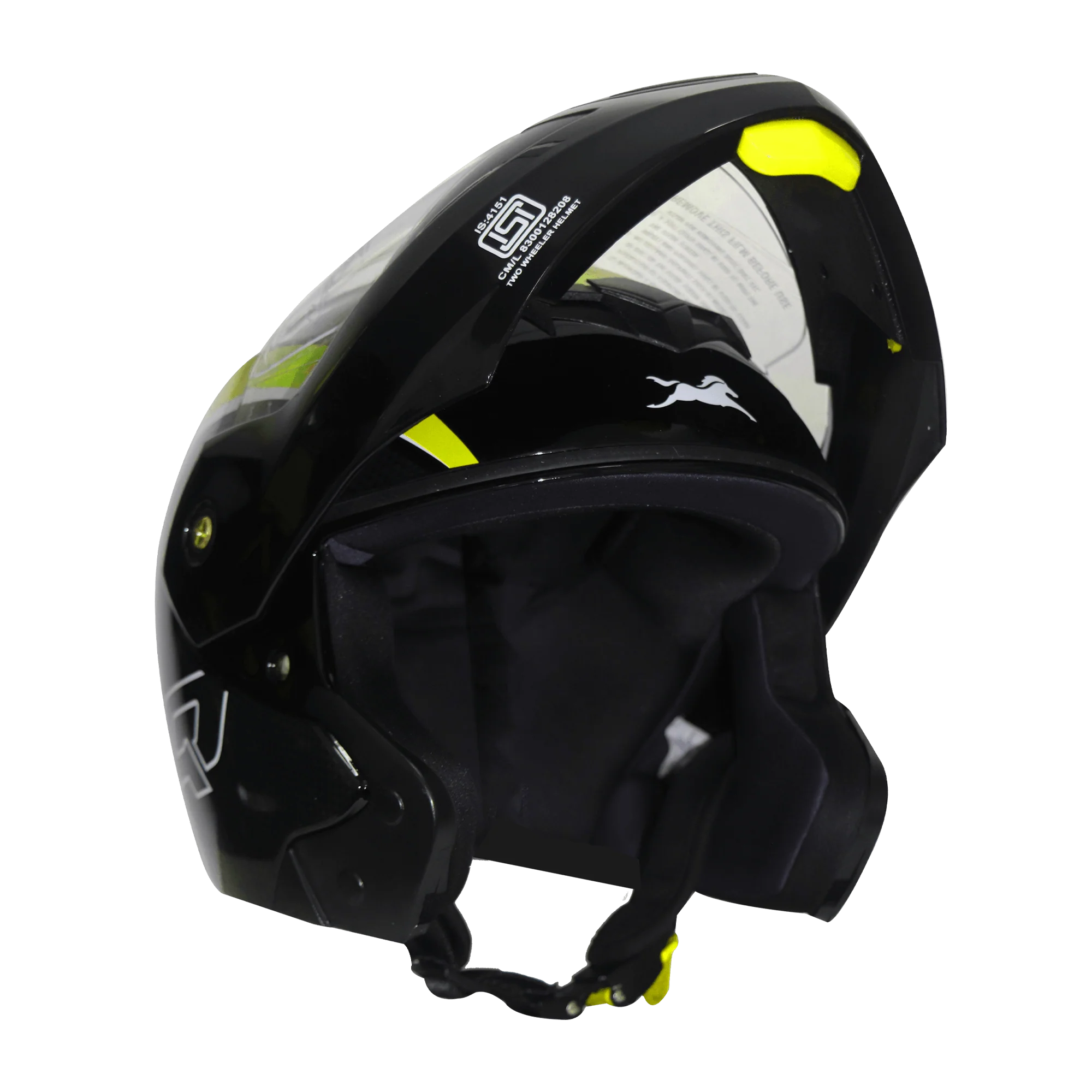 TVS Ntorq Flip-up Helmet, Color: Black & Neon - ISI Certified - Image 7