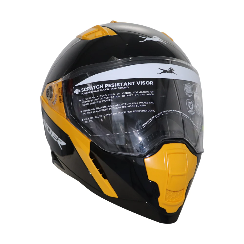 TVS Raider Edition Full Face Helmet | ISI Certified Color; Black & Yellow - Image 3