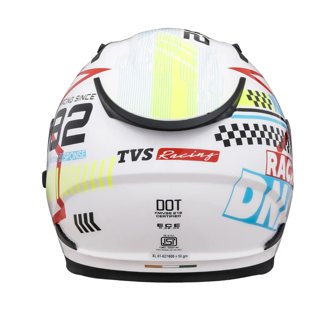 TVS Racing Dual Visor Helmet for Men – Anti-Fog Pin-Lock, Aerodynamic Design & DOT/ISI/ECE Certified – Premium Full Face Helmet For Men - Image 24
