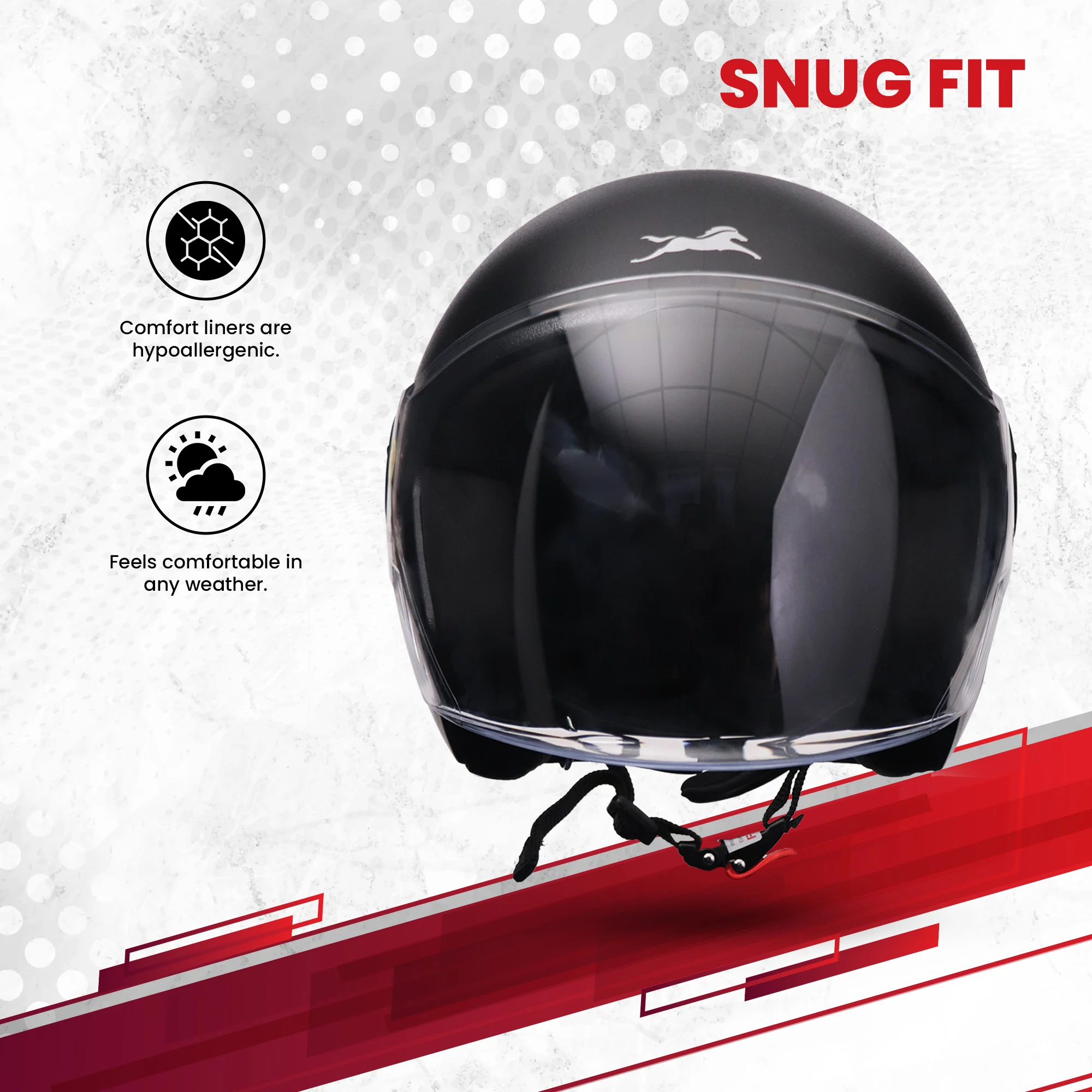 TVS ACE ISI Certified Open Face Unisex Helmet with Full Coverage Visor - Image 8