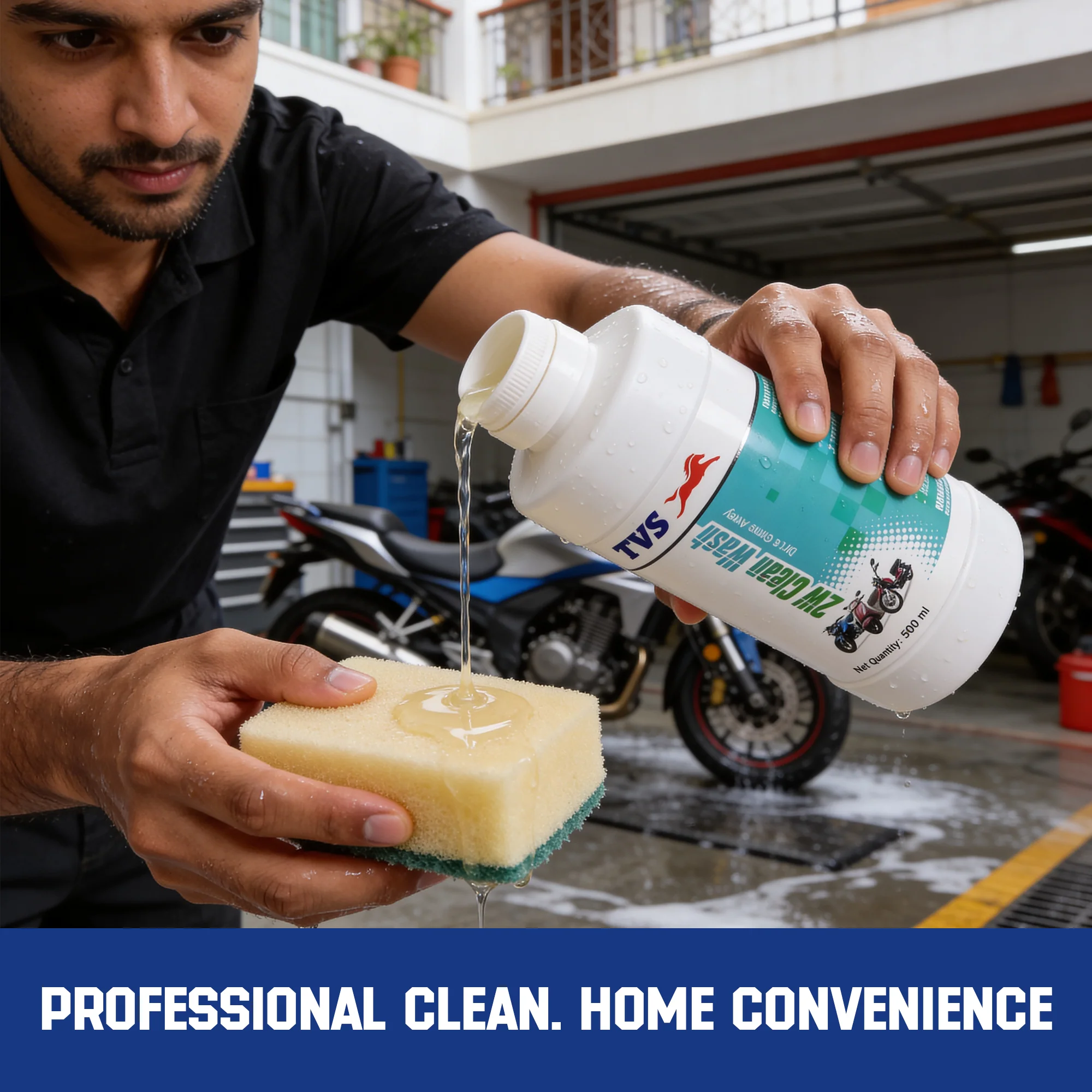 TVS Two-Wheeler Clean Wash 500ml | Powerful Bike Cleaner for Oil, Grease & Dirt Removal - Image 5