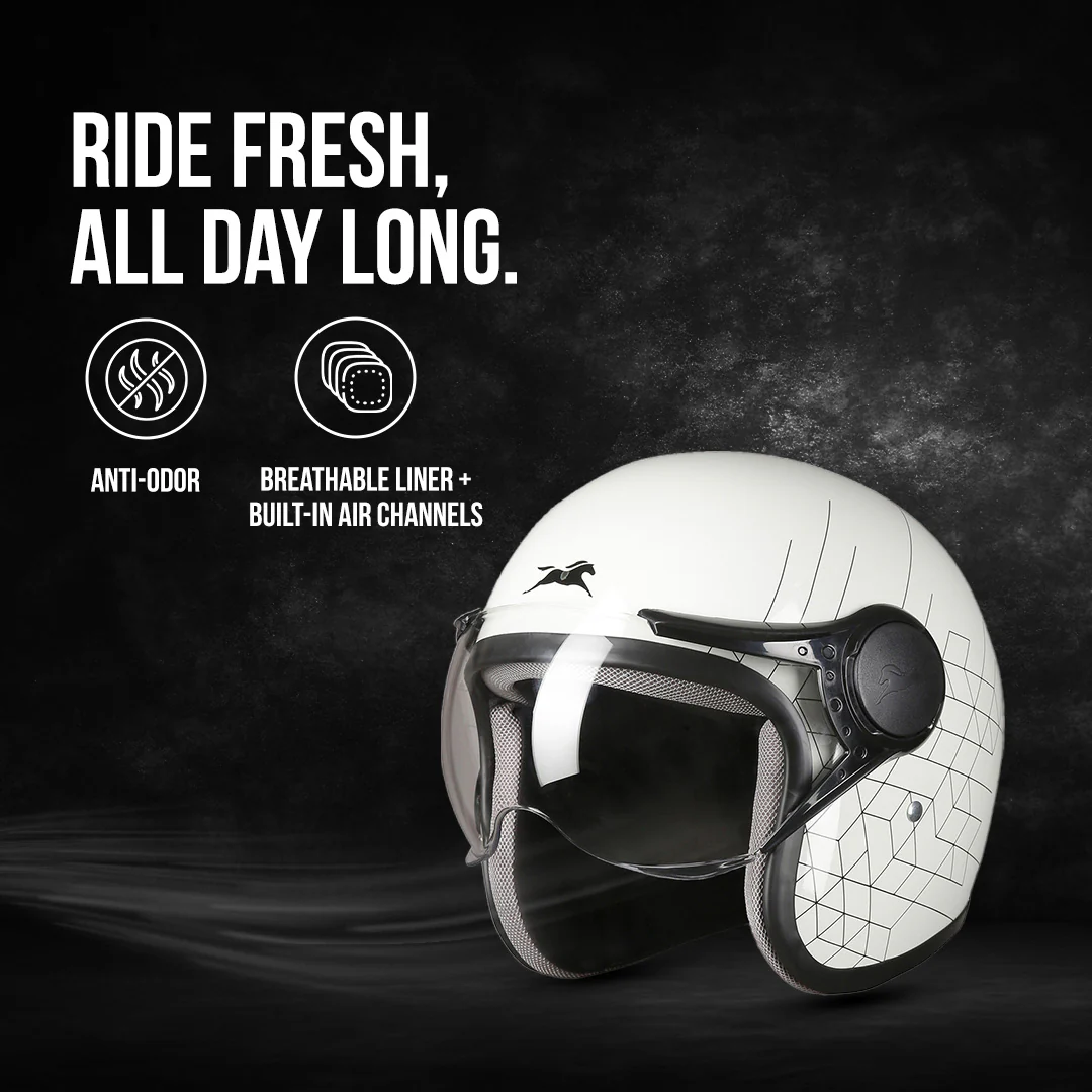 TVS Cruisetown Open Face Helmet – Stylish & Safe Helmet for Riders | ISI & DOT Certified | Premium Protection for Men & Women | Comfortable, Durable & Lightweight Design with Visor - Image 17