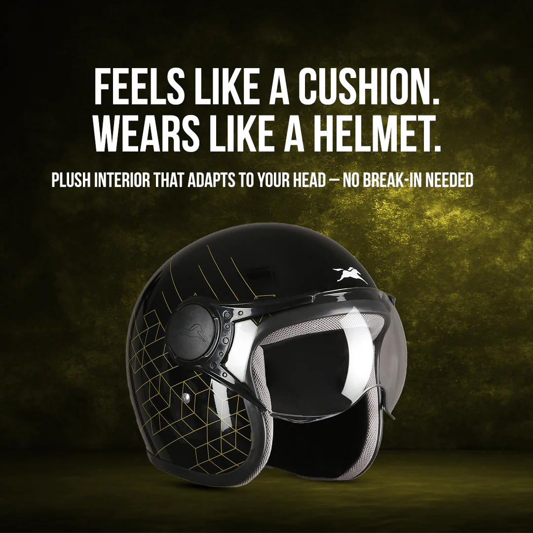 TVS Cruisetown Open Face Helmet – Stylish & Safe Helmet for Riders | ISI & DOT Certified | Premium Protection for Men & Women | Comfortable, Durable & Lightweight Design with Visor - Image 4