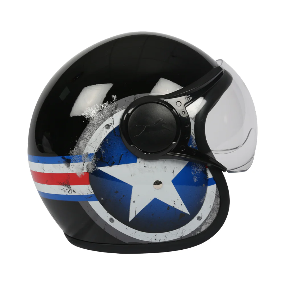 TVS Half Face Captain Motorbike Helmet (Black and Blue) - Image 3