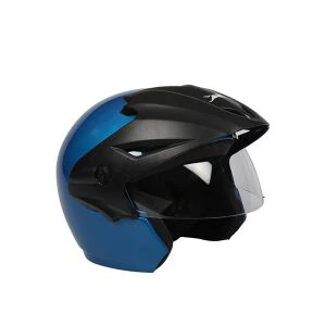 TVS Half Face Cruiser Helmet Blue/Black - Stylish Peak Design - Image 2