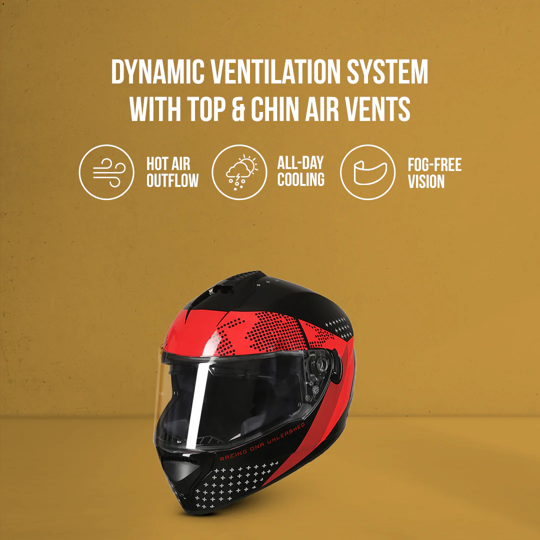 TVS Racing Phantom Series Full Face Dual Visor Helmet for Men | Premium Bike Helmets with ABS Shell, UV Paint | Quick Release System | Aerodynamic Design | DOT & ISI Certified (Black V1) - Image 7
