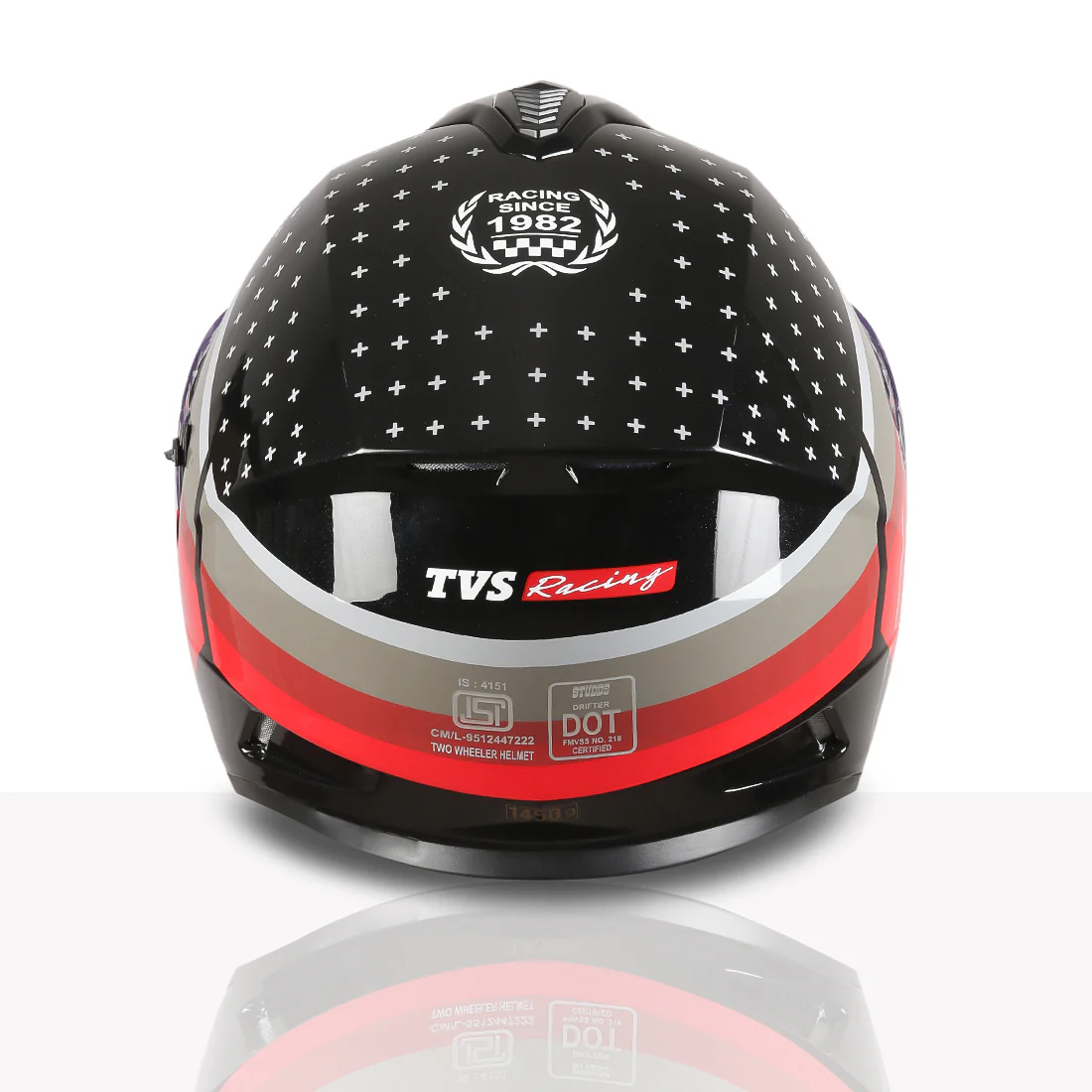 TVS Racing Phantom Series Full Face Dual Visor Helmet for Men | Premium Bike Helmets with ABS Shell, UV Paint | Quick Release System | Aerodynamic Design | DOT & ISI Certified (Black V2) - Image 3