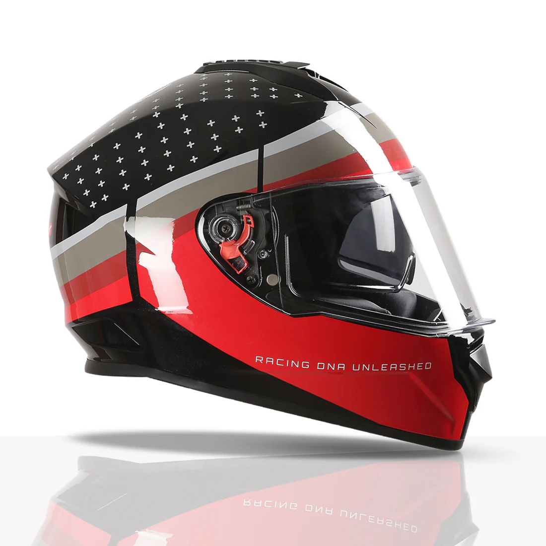 TVS Racing Phantom Series Full Face Dual Visor Helmet for Men | Premium Bike Helmets with ABS Shell, UV Paint | Quick Release System | Aerodynamic Design | DOT & ISI Certified (Black V2) - Image 6
