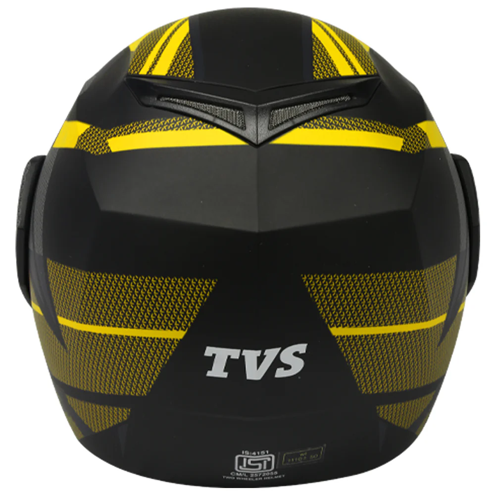 TVS Flip-Up Full Face Helmet - Yellow and Black - Image 3