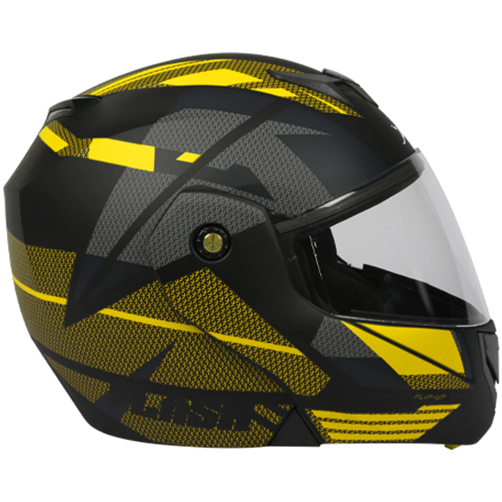 TVS Flip-Up Full Face Helmet - Yellow and Black - Image 5