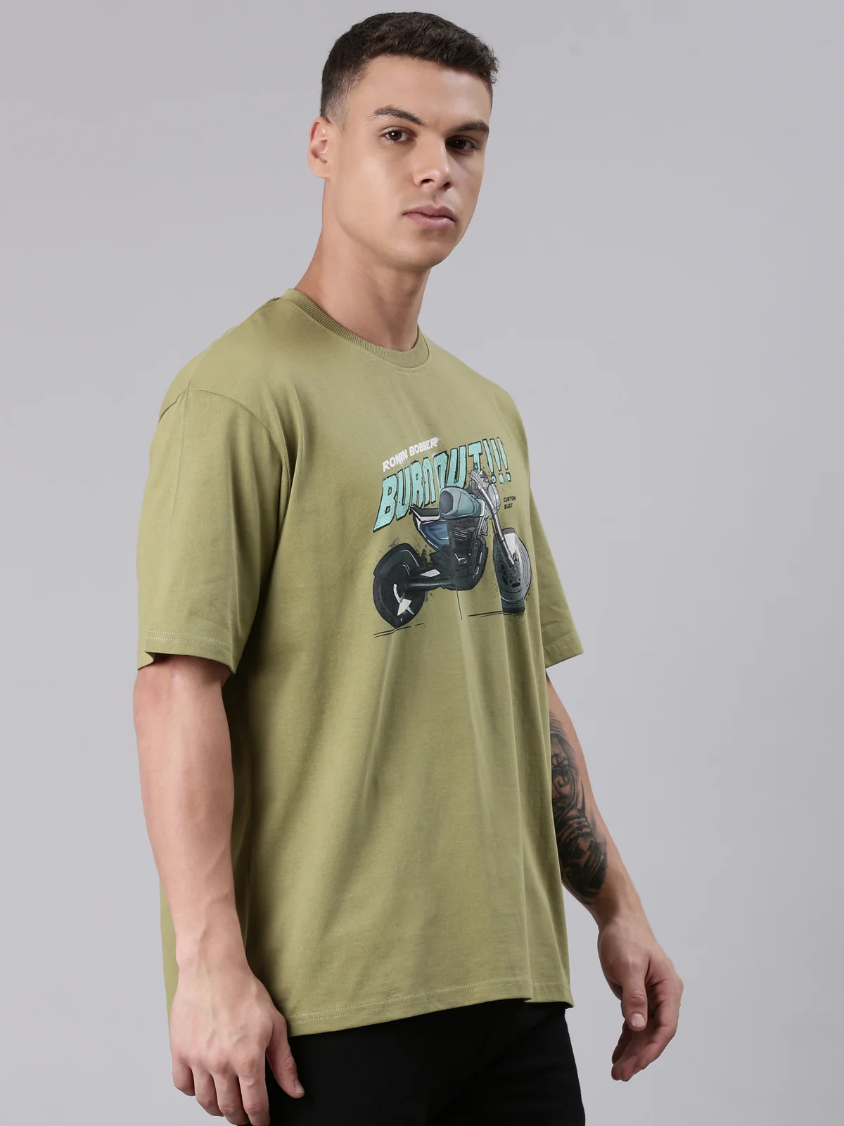 TVS Lifestyle 100% Cotton Oversized Graphic T-shirt for Men | Premium 220 GSM Heavyweight Tee with Relaxed Fit | Soft Cotton Oversized T Shirt for Boys | Durable Ribbed Neckline Streetwear Style - Image 14