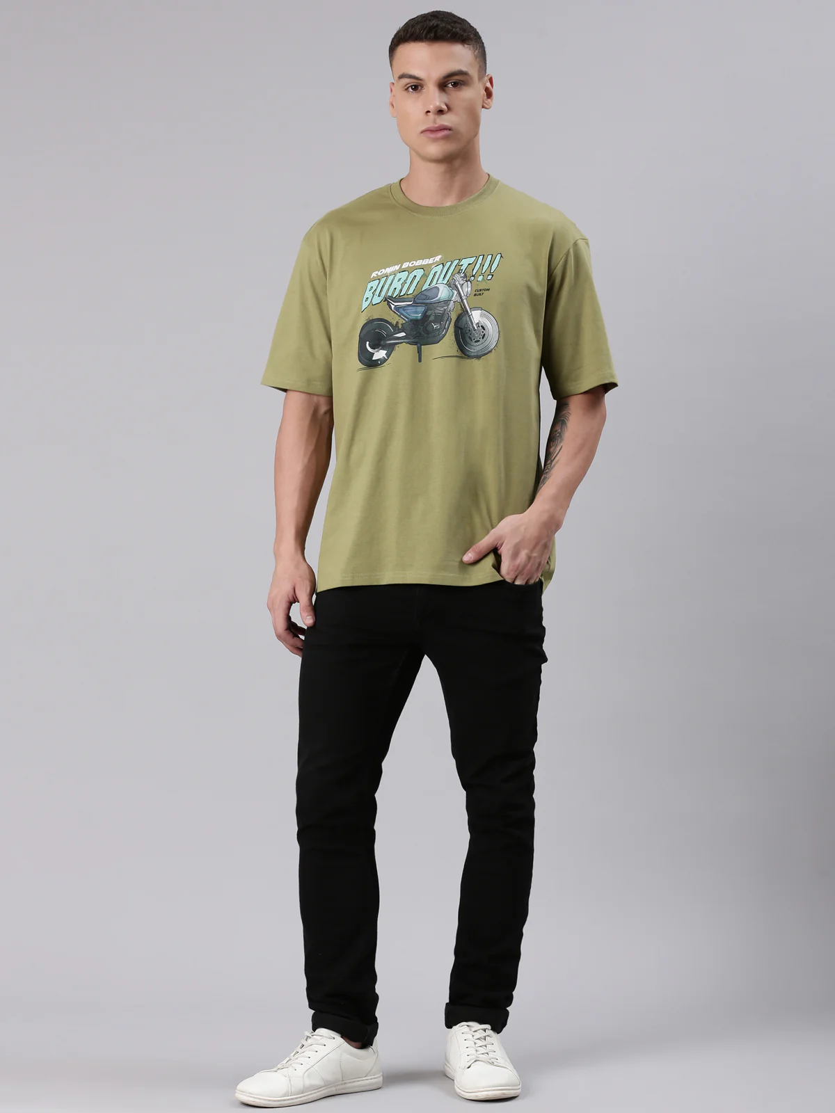 TVS Lifestyle 100% Cotton Oversized Graphic T-shirt for Men | Premium 220 GSM Heavyweight Tee with Relaxed Fit | Soft Cotton Oversized T Shirt for Boys | Durable Ribbed Neckline Streetwear Style - Image 16