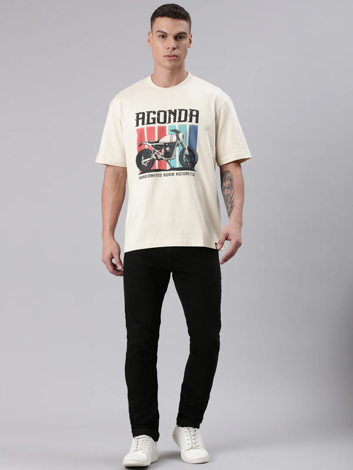 TVS Lifestyle 100% Cotton Oversized Graphic T-shirt for Men | Premium 220 GSM Heavyweight Tee with Relaxed Fit | Soft Cotton Oversized T Shirt for Boys | Durable Ribbed Neckline Streetwear Style - Image 8