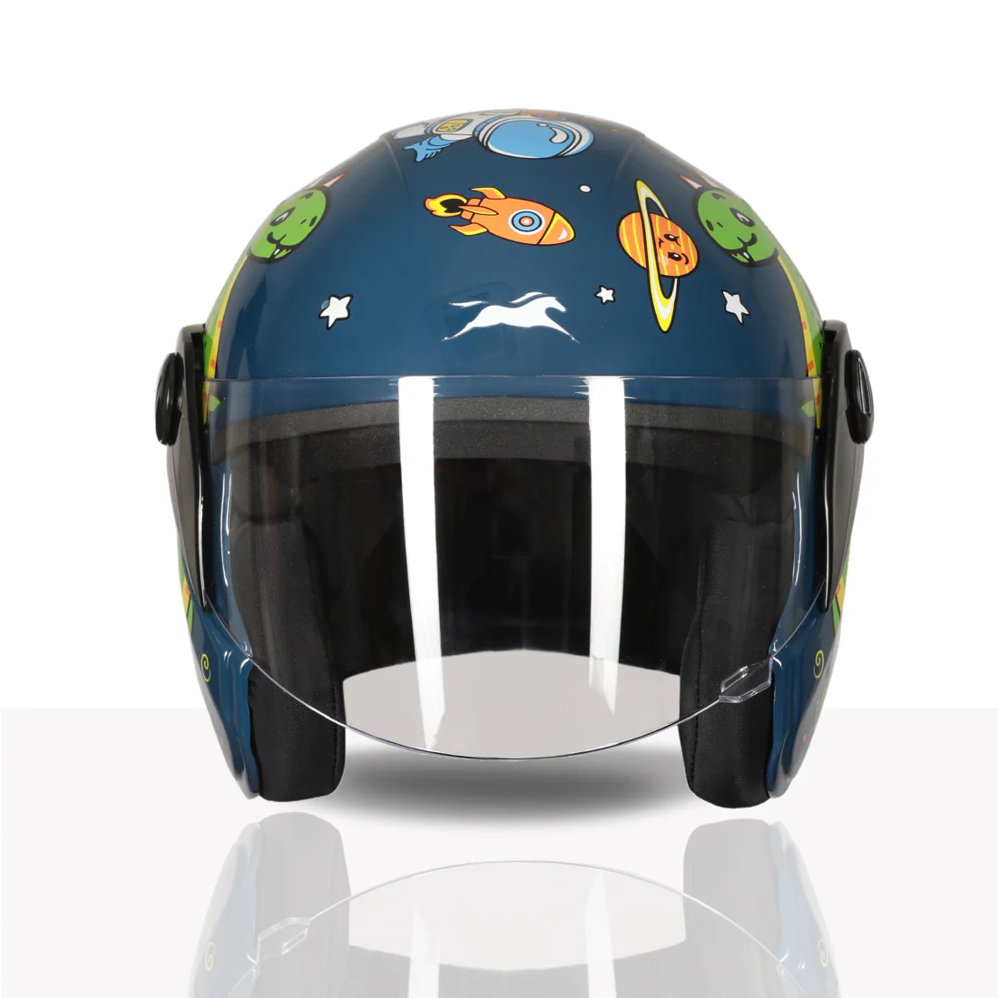 TVS Moto Jr. Kids Helmet |Fun Glow in the Dark Graphics | Lightweight ISI Certified ABS Shell| Removable Cheek Pads | Ideal Kids Bike Helmet for Cycle Scooter Daily Ride Comfort & Protection - Image 9