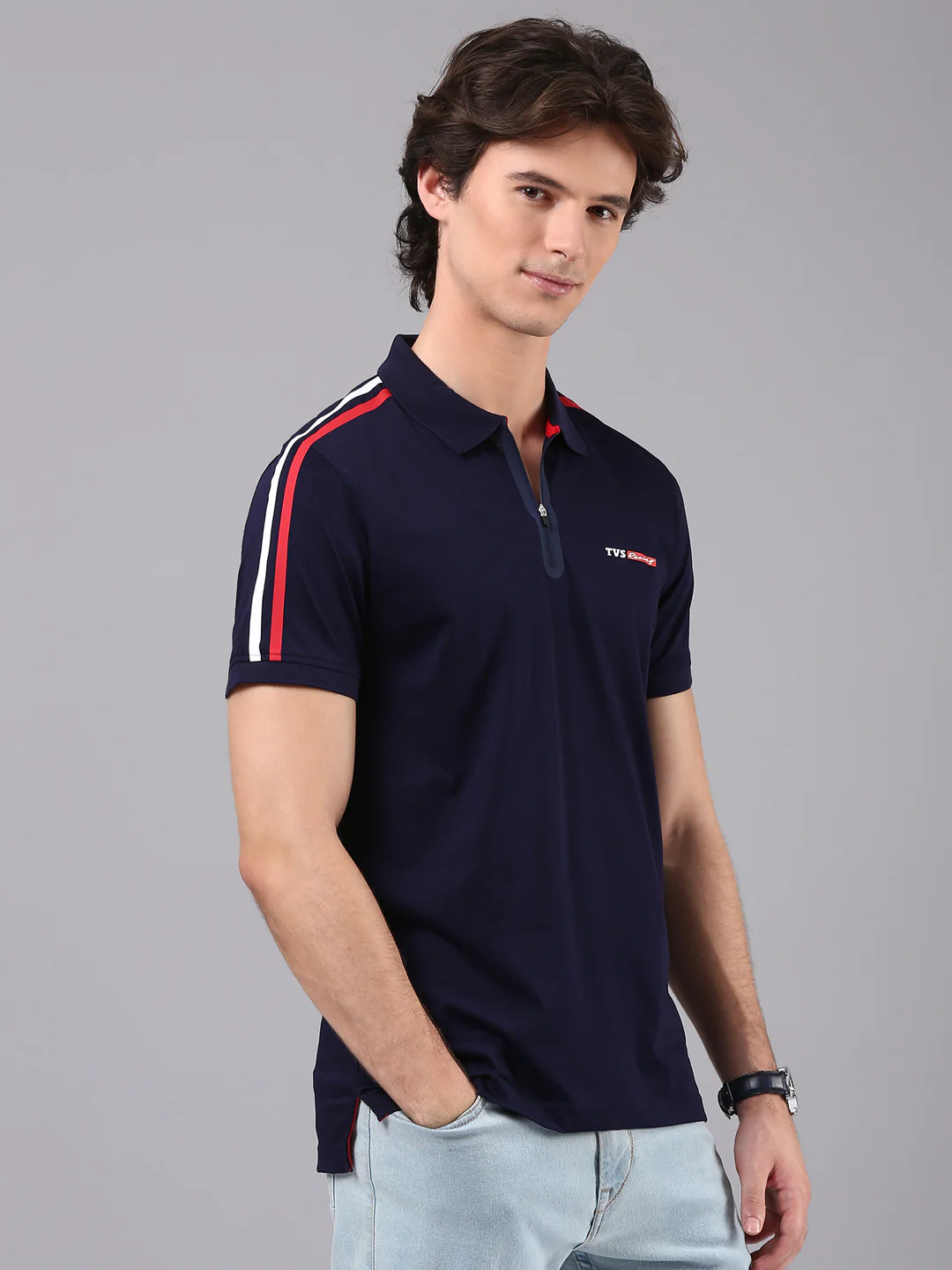 TVS Originals Racing 100% Cotton Mercerised Polo T-Shirt | 180 GSM | Sleek Zipper Placket | Soft Sheen Finish | Lightweight & Durable | Regular Fit | Heat-Sealed Neck | Premium Everyday Wear - Image 7