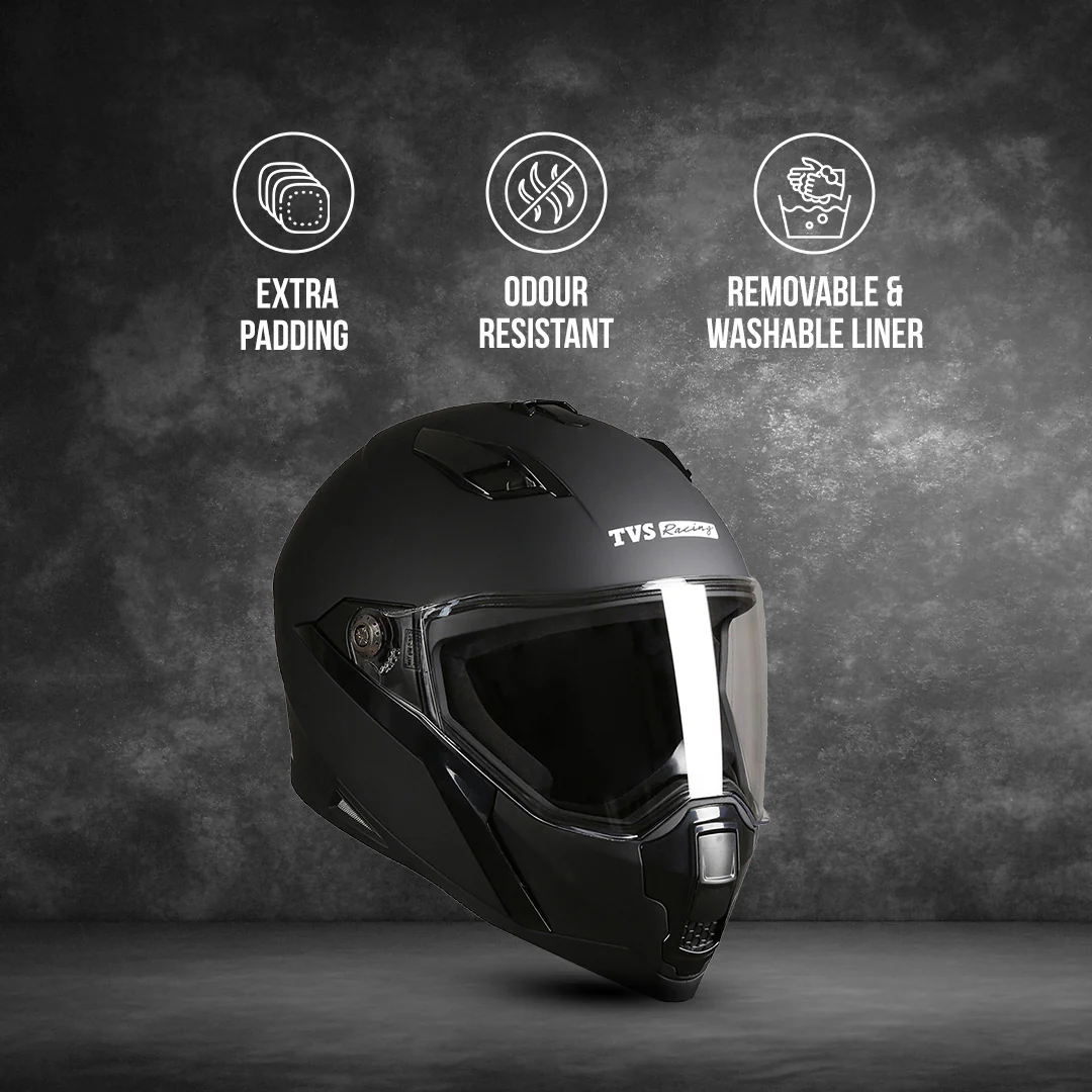 TVS Racing Anti Matter Full Face Helmet for Bike & Motorcycle Riders # -DOT & ISI Certified-Lightweight ABS Shell, UV Resistant-Ventilated Comfort Liner, Quick-Release Visor & Chin Strap - Image 10