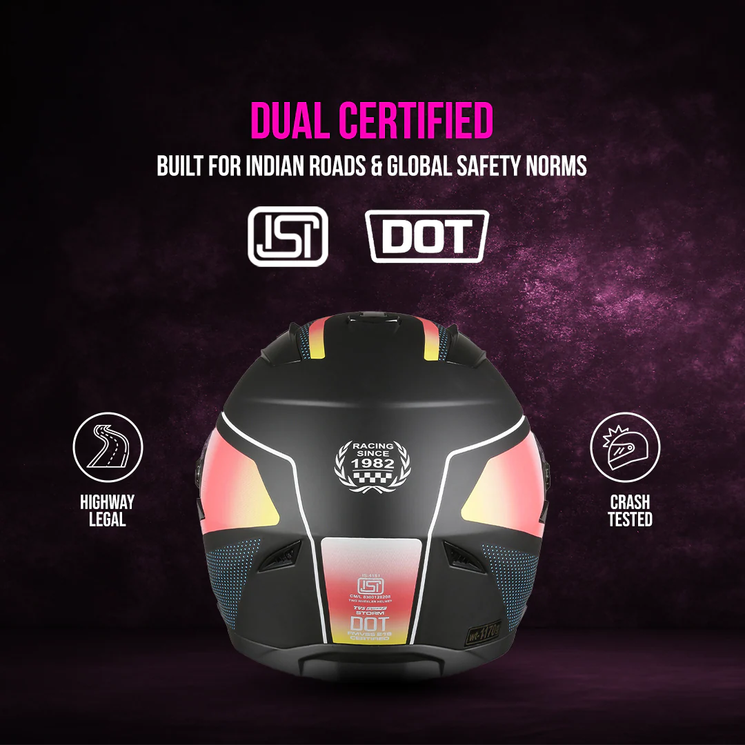 TVS Racing Anti Matter Full Face Helmet for Bike & Motorcycle Riders # -DOT & ISI Certified-Lightweight ABS Shell, UV Resistant-Ventilated Comfort Liner, Quick-Release Visor & Chin Strap - Image 100