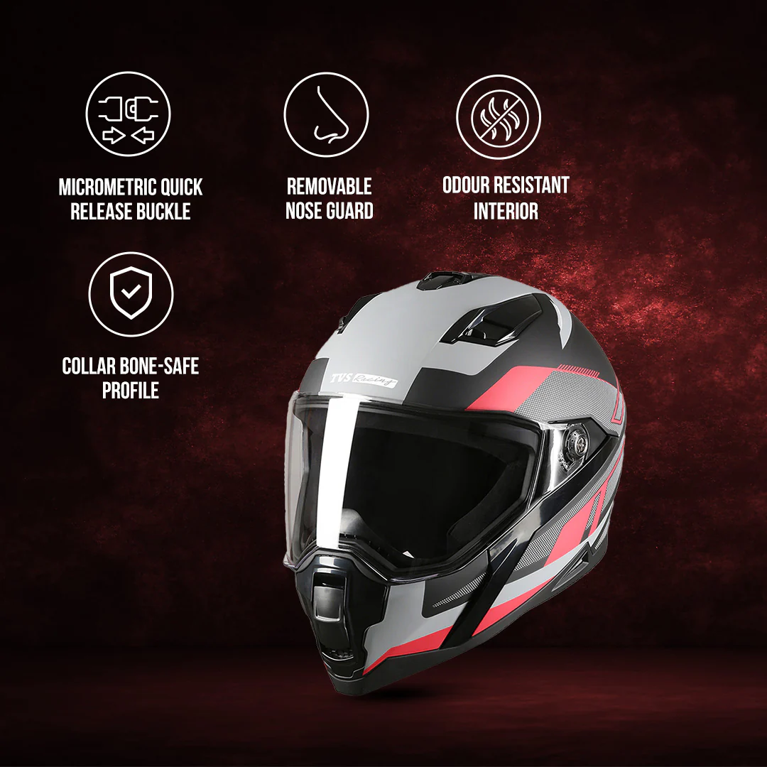 TVS Racing Anti Matter Full Face Helmet for Bike & Motorcycle Riders # -DOT & ISI Certified-Lightweight ABS Shell, UV Resistant-Ventilated Comfort Liner, Quick-Release Visor & Chin Strap - Image 33