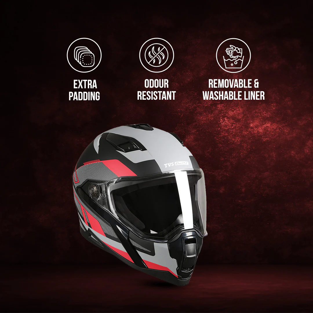TVS Racing Anti Matter Full Face Helmet for Bike & Motorcycle Riders # -DOT & ISI Certified-Lightweight ABS Shell, UV Resistant-Ventilated Comfort Liner, Quick-Release Visor & Chin Strap - Image 36