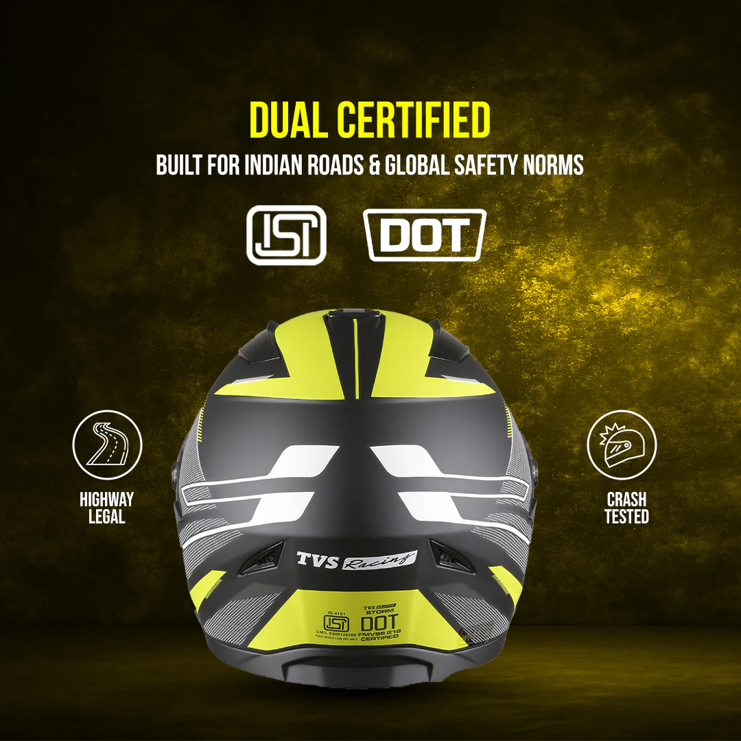 TVS Racing Anti Matter Full Face Helmet for Bike & Motorcycle Riders # -DOT & ISI Certified-Lightweight ABS Shell, UV Resistant-Ventilated Comfort Liner, Quick-Release Visor & Chin Strap - Image 47
