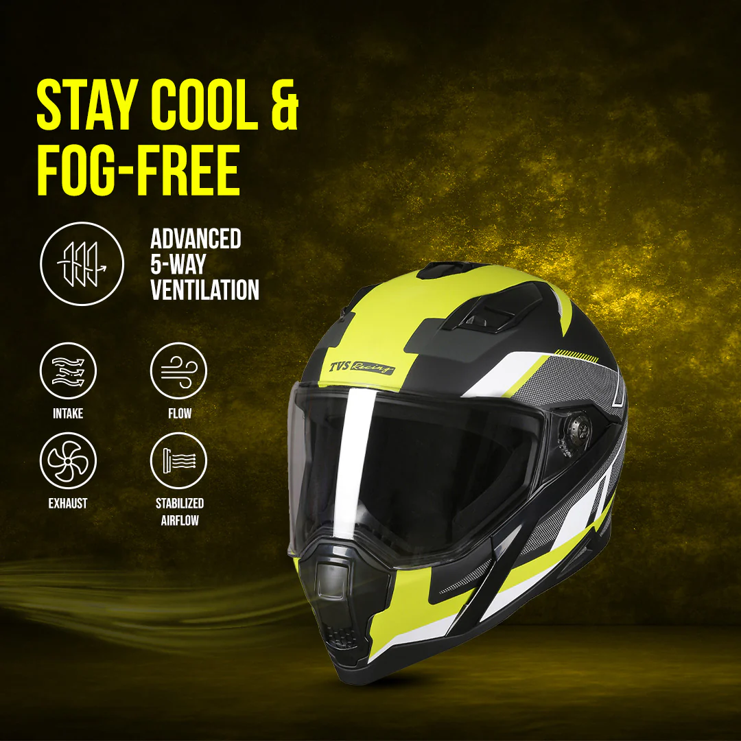 TVS Racing Anti Matter Full Face Helmet for Bike & Motorcycle Riders # -DOT & ISI Certified-Lightweight ABS Shell, UV Resistant-Ventilated Comfort Liner, Quick-Release Visor & Chin Strap - Image 48