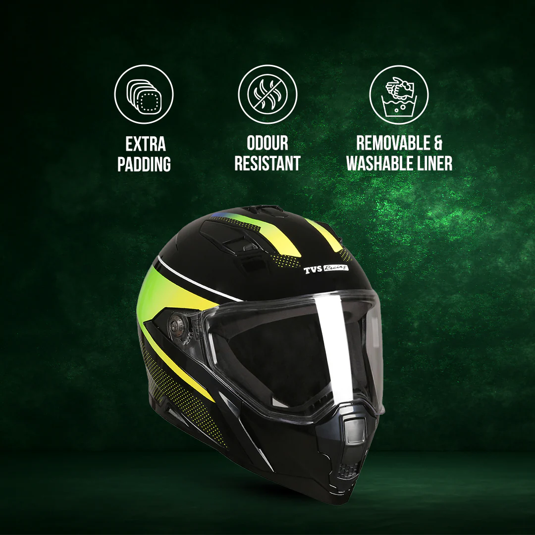TVS Racing Anti Matter Full Face Helmet for Bike & Motorcycle Riders # -DOT & ISI Certified-Lightweight ABS Shell, UV Resistant-Ventilated Comfort Liner, Quick-Release Visor & Chin Strap - Image 71