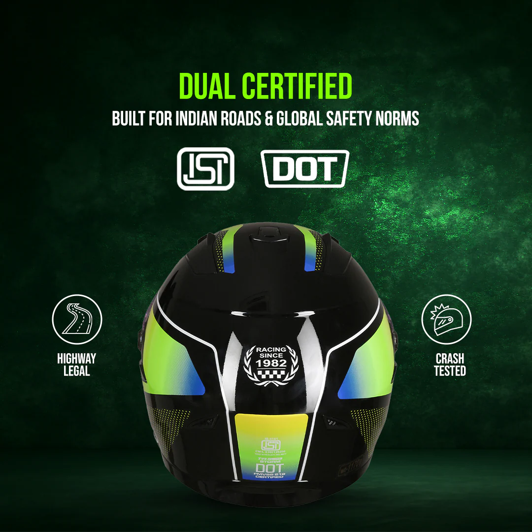 TVS Racing Anti Matter Full Face Helmet for Bike & Motorcycle Riders # -DOT & ISI Certified-Lightweight ABS Shell, UV Resistant-Ventilated Comfort Liner, Quick-Release Visor & Chin Strap - Image 75