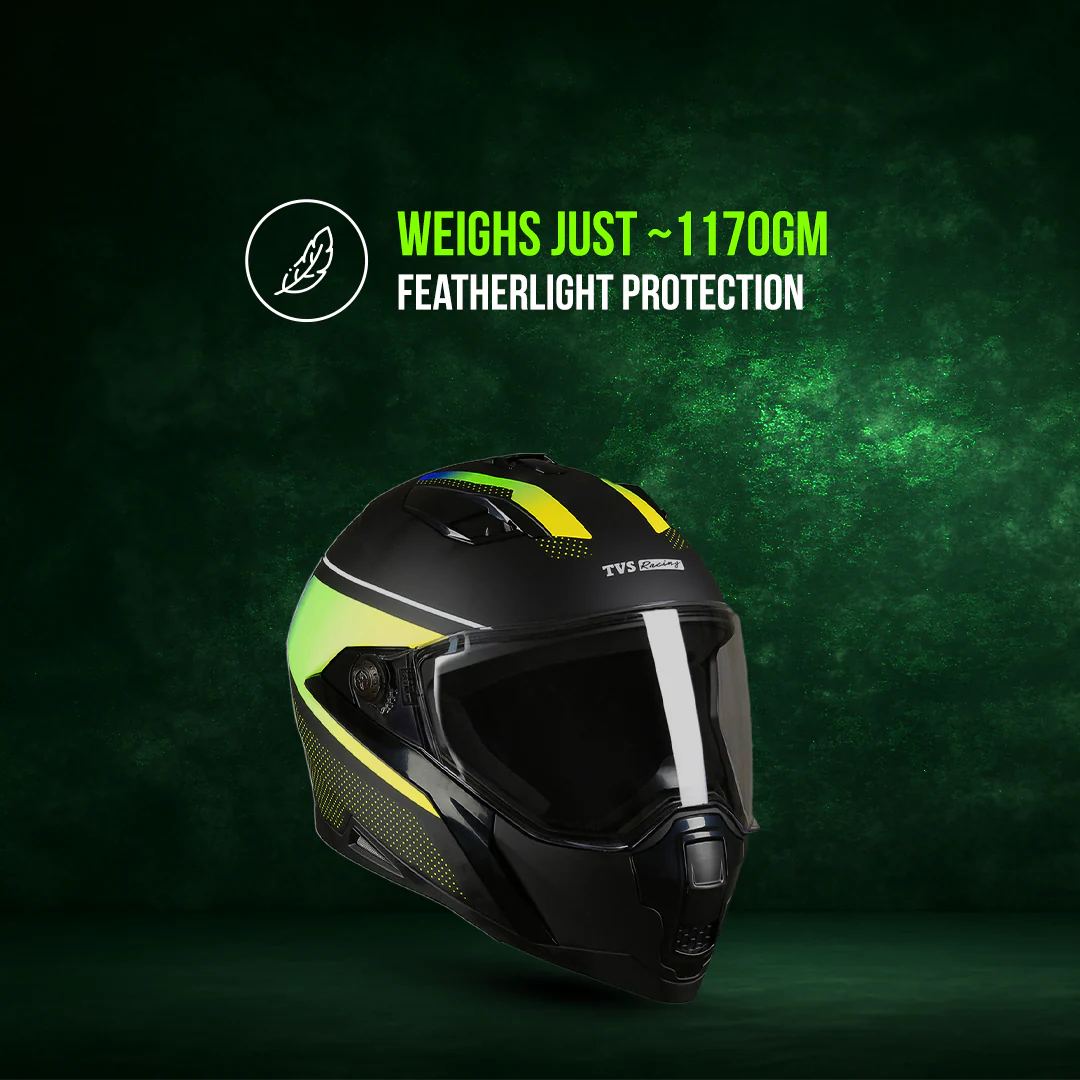 TVS Racing Anti Matter Full Face Helmet for Bike & Motorcycle Riders # -DOT & ISI Certified-Lightweight ABS Shell, UV Resistant-Ventilated Comfort Liner, Quick-Release Visor & Chin Strap - Image 78