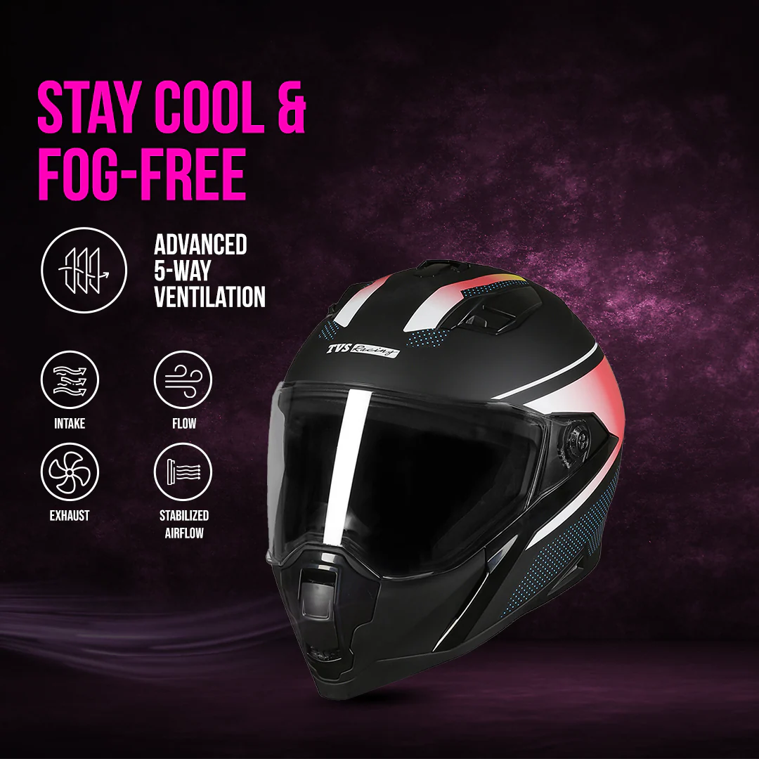 TVS Racing Anti Matter Full Face Helmet for Bike & Motorcycle Riders # -DOT & ISI Certified-Lightweight ABS Shell, UV Resistant-Ventilated Comfort Liner, Quick-Release Visor & Chin Strap - Image 95
