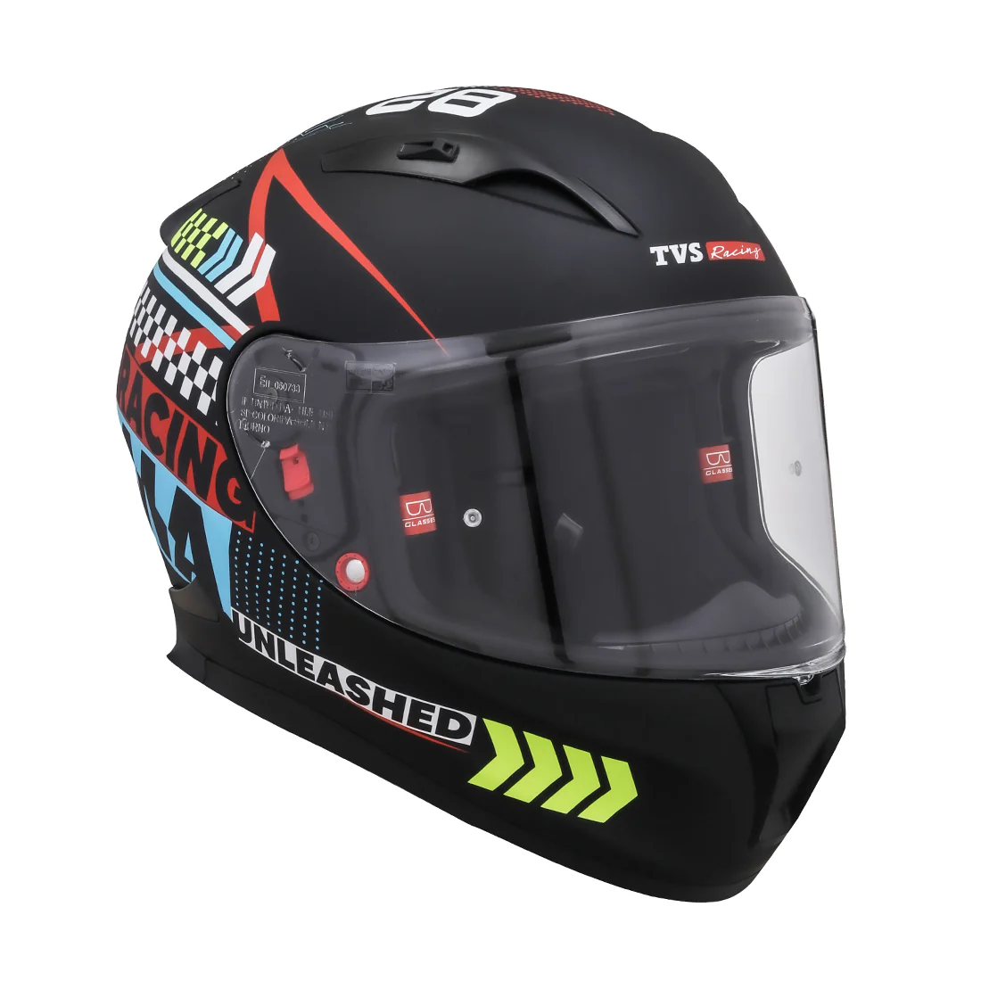 TVS Racing Dual Visor Helmet for Men – Anti-Fog Pin-Lock, Aerodynamic Design & DOT/ISI/ECE Certified – Premium Full Face Helmet For Men - Image 34