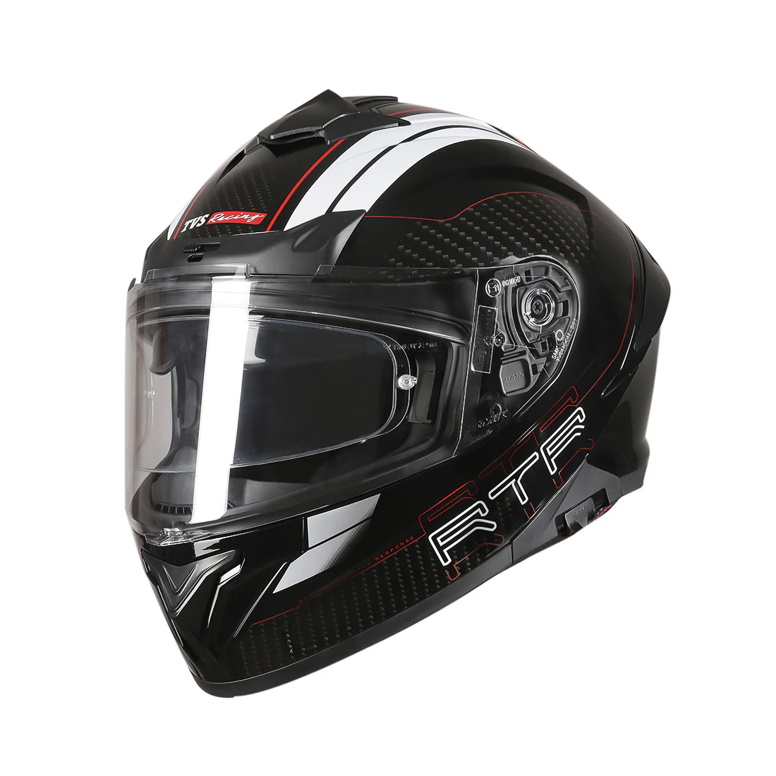 TVS Racing Hurricane Series Full Face Dual Visor Helmet for Men | Premium Bike Helmets with ABS Shell, UV Paint | Quick Release System | Aerodynamic Design | ECE, DOT & ISI Certified (White & Red) - Image 7