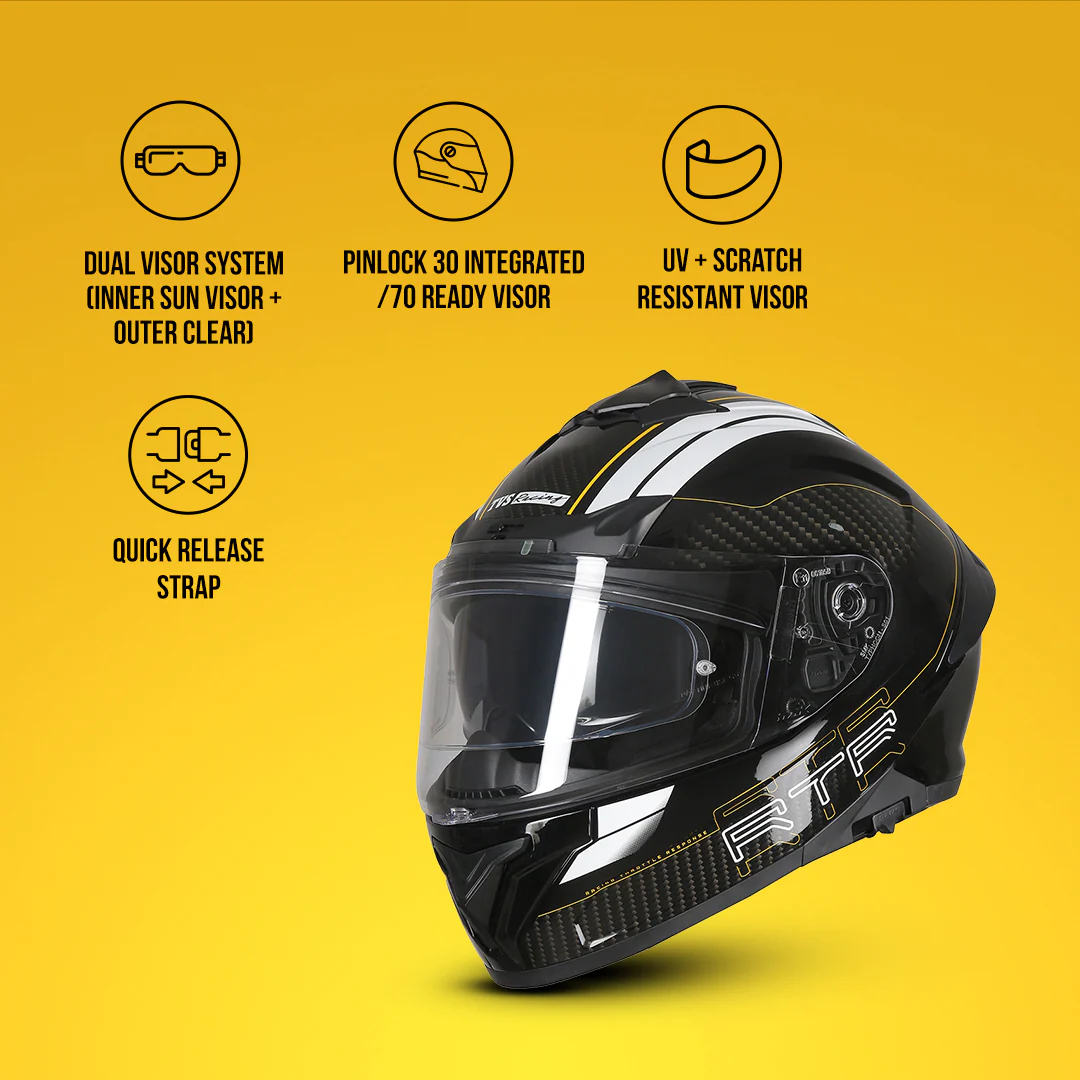TVS Racing Hurricane Helmet Full-Face, Aerodynamic Design - Image 15