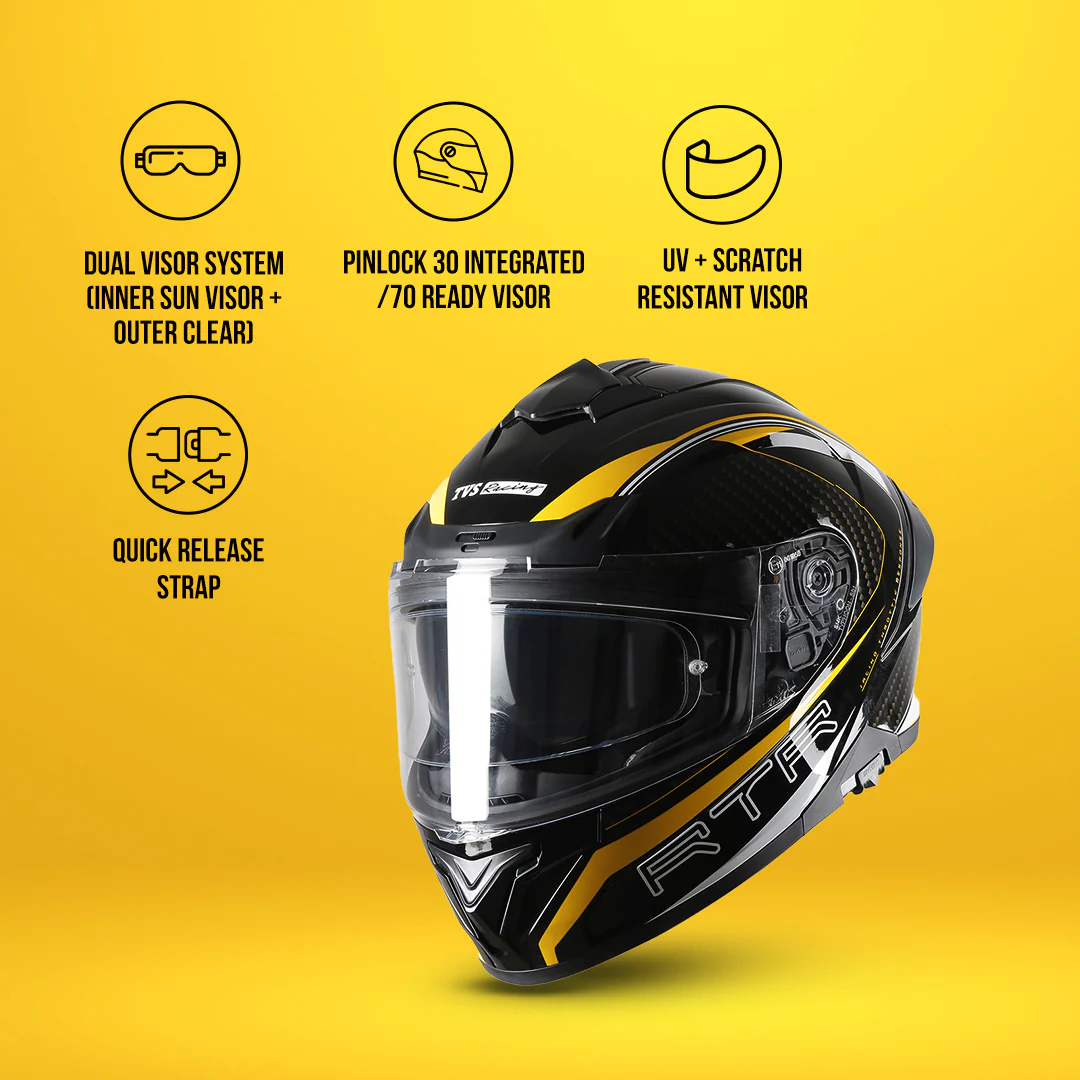 TVS Racing Hurricane Helmet Full-Face, Aerodynamic Design - Image 3
