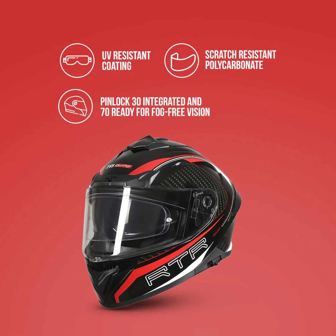 TVS Racing Hurricane Helmet Full-Face, Aerodynamic Design - Image 30