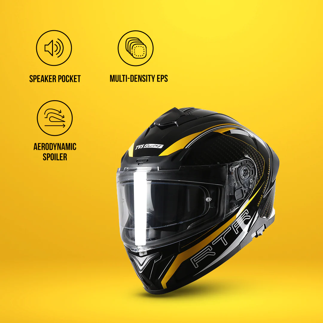 TVS Racing Hurricane Helmet Full-Face, Aerodynamic Design - Image 4