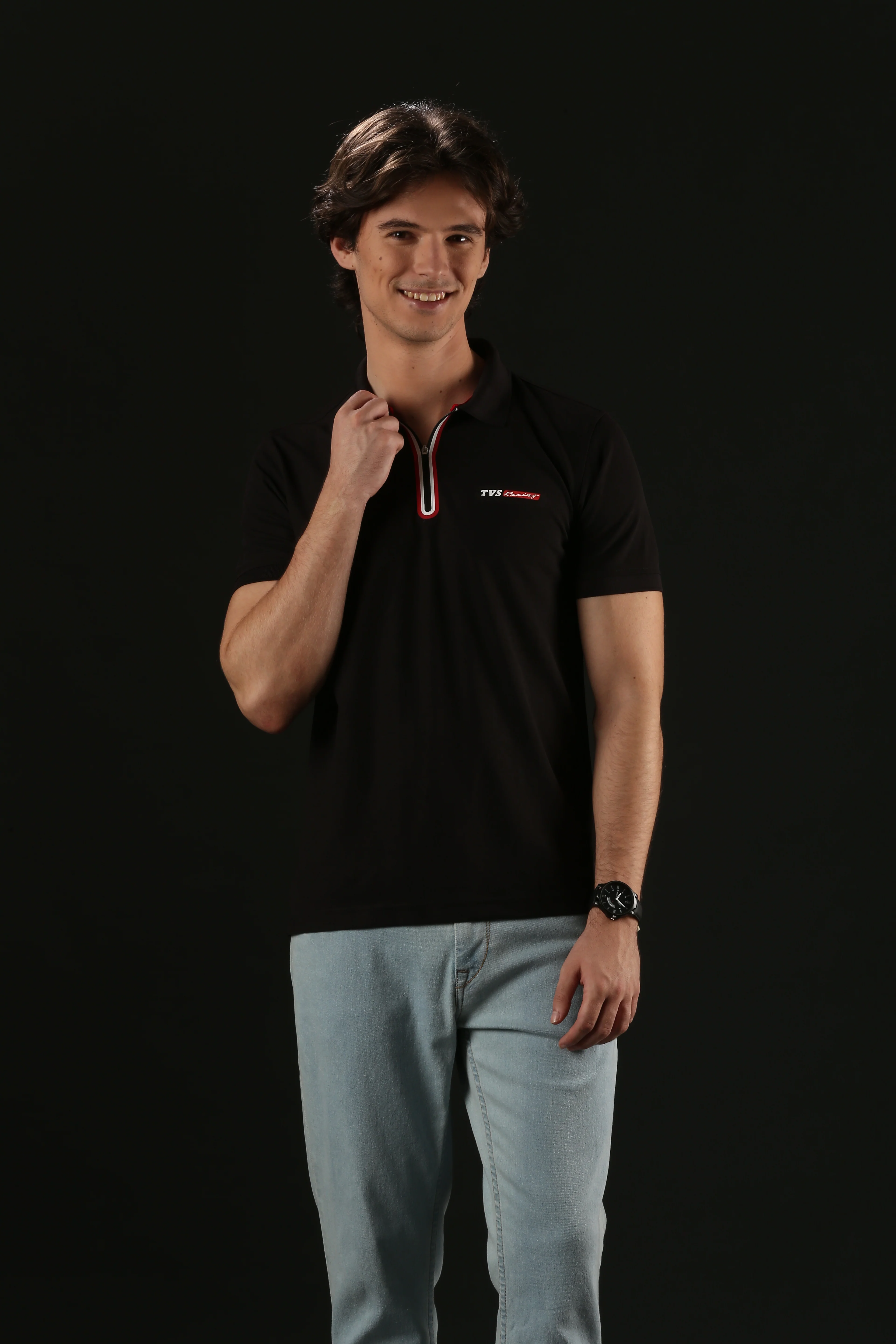 TVS Originals Racing Men’s Polo T-Shirt | 100% Polyester | Quick-Dry | Antimicrobial Finish | Zipper Placket | Reflective Branding | Lightweight Activewear | 200 GSM | Regular Fit - Image 4