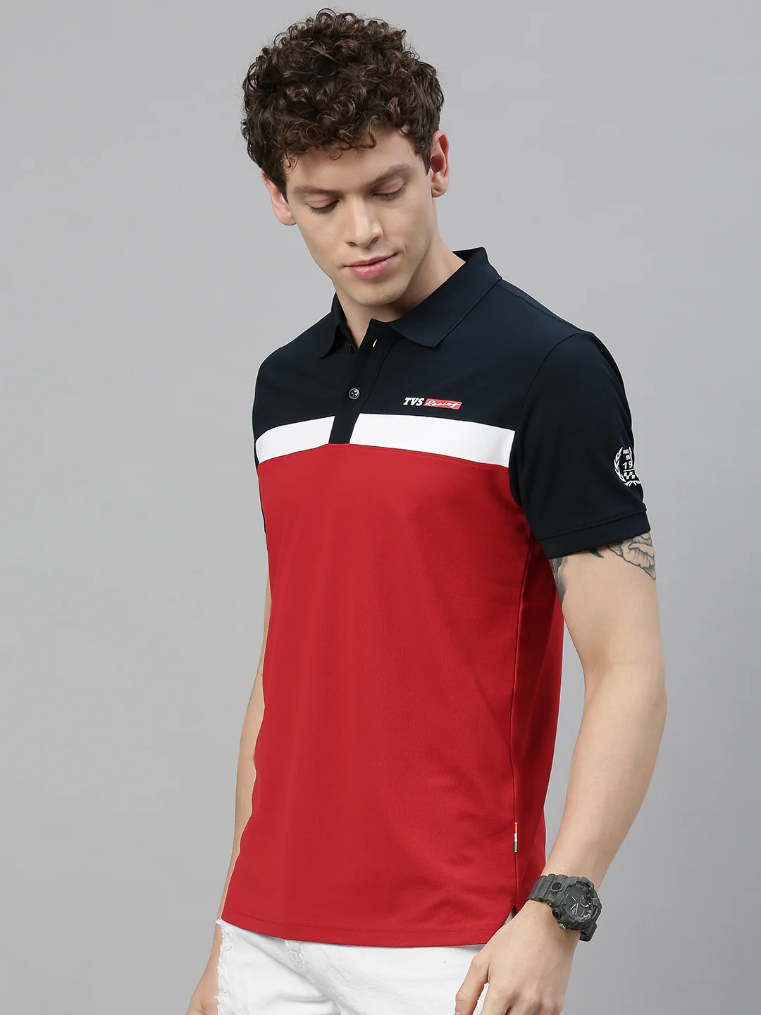 TVS Racing Polo T Shirt Polyester Blue Red - Image 2