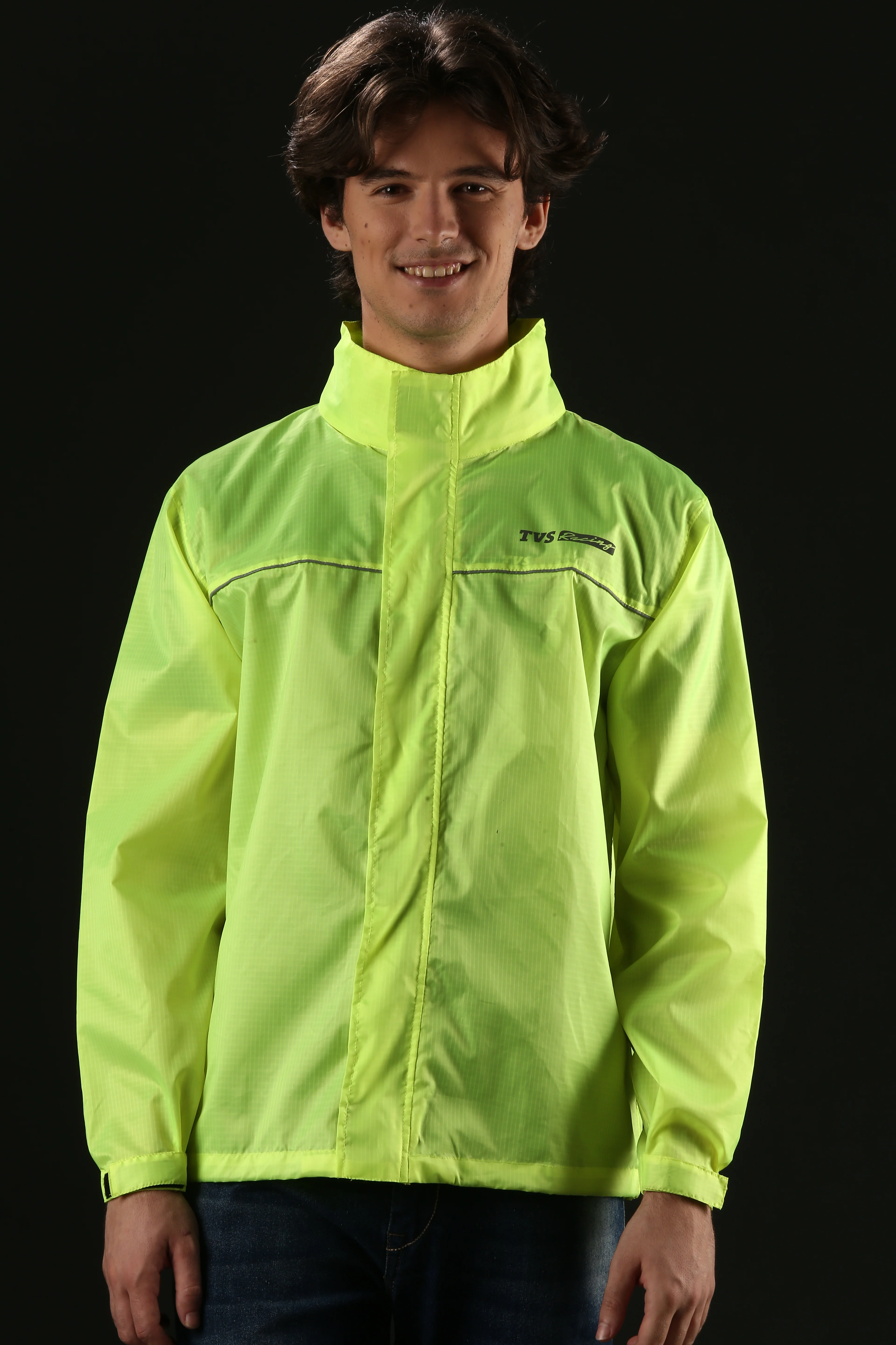TVS Racing Rainshield Pro Rain Jacket | Lightweight Waterproof Rain Coat for Men | Compact Rain Jacket for Boys & Girls | Windproof Riding Rain Coat with Reflective Details for All-Weather Rides, Color; Neon - Image 3