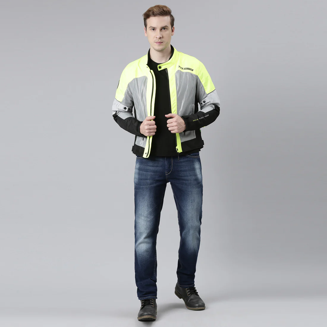TVS Racing Asphalt Riding Jacket for Men- High Abrasion 600D Polyester, CE Level 2 Armour Protection – Essential Bike Jacket for Bikers (Grey) - Image 30