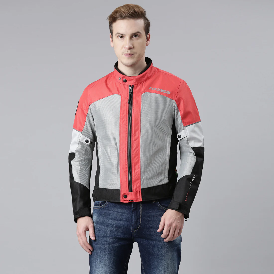 TVS Racing Asphalt Riding Jacket for Men- High Abrasion 600D Polyester, CE Level 2 Armour Protection – Essential Bike Jacket for Bikers (Grey) - Image 35