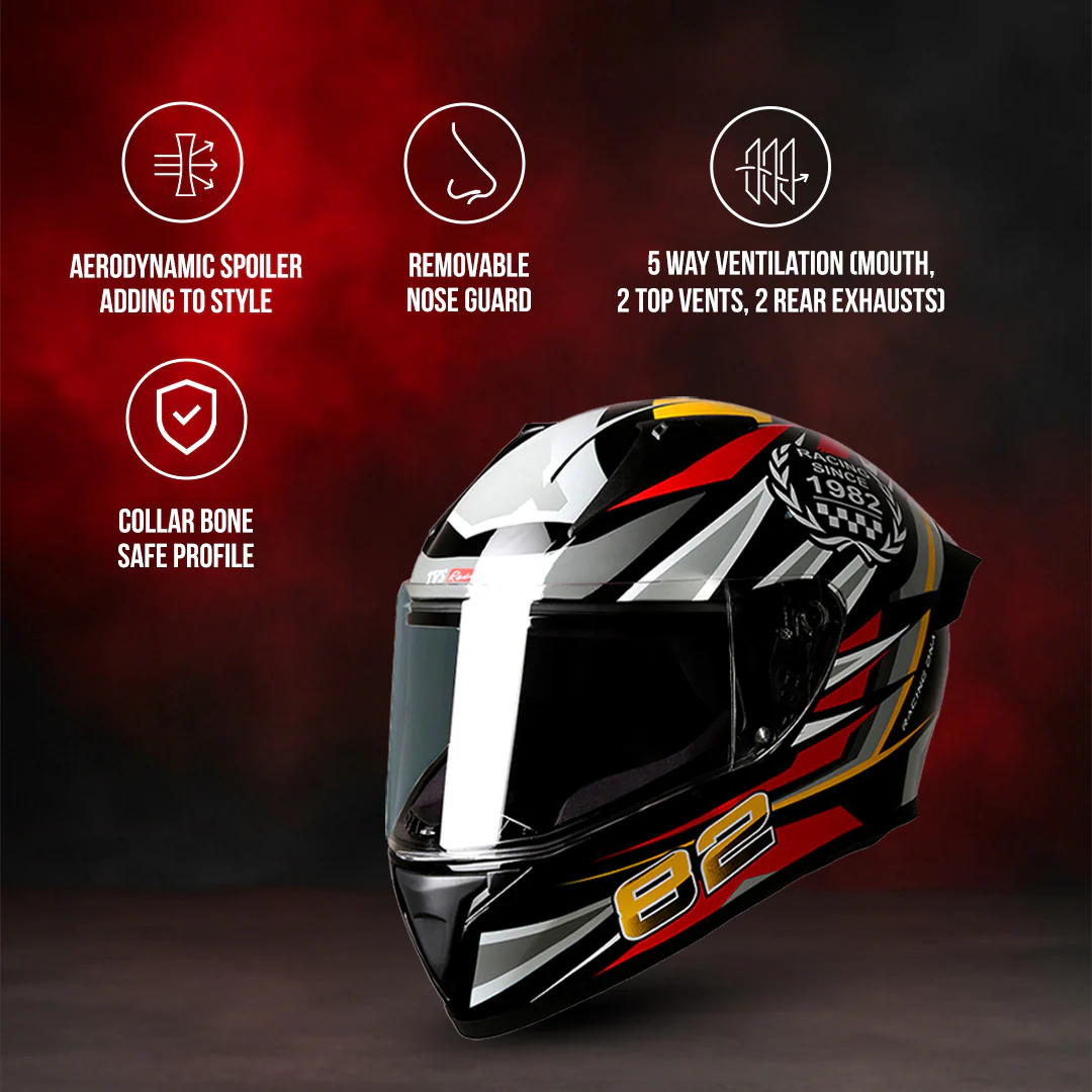 TVS Racing Titan Series Full Face Helmet for Men | Premium Bike Helmets with ABS Shell, UV Paint | Quick Release System | Aerodynamic Design | DOT & ISI Certified - Image 41