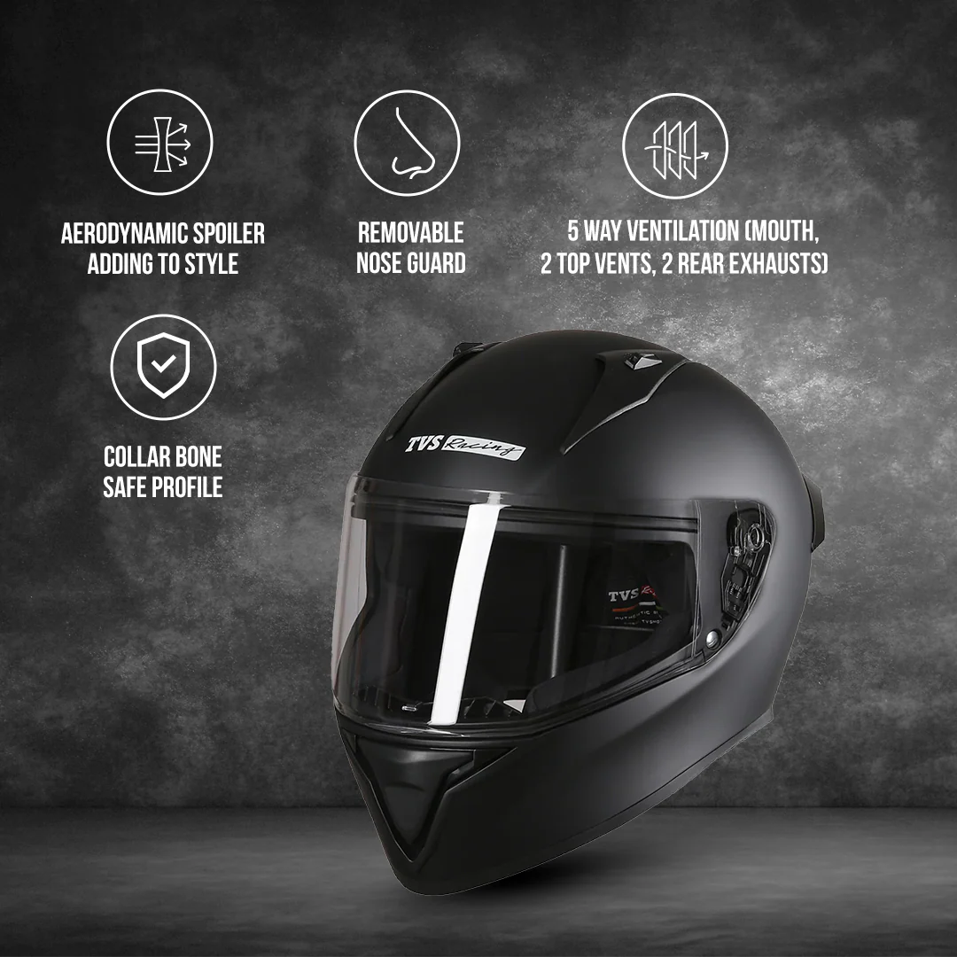 TVS Racing Titan Series Full Face Helmet for Men | Premium Bike Helmets with ABS Shell, UV Paint | Quick Release System | Aerodynamic Design | DOT & ISI Certified - Image 53