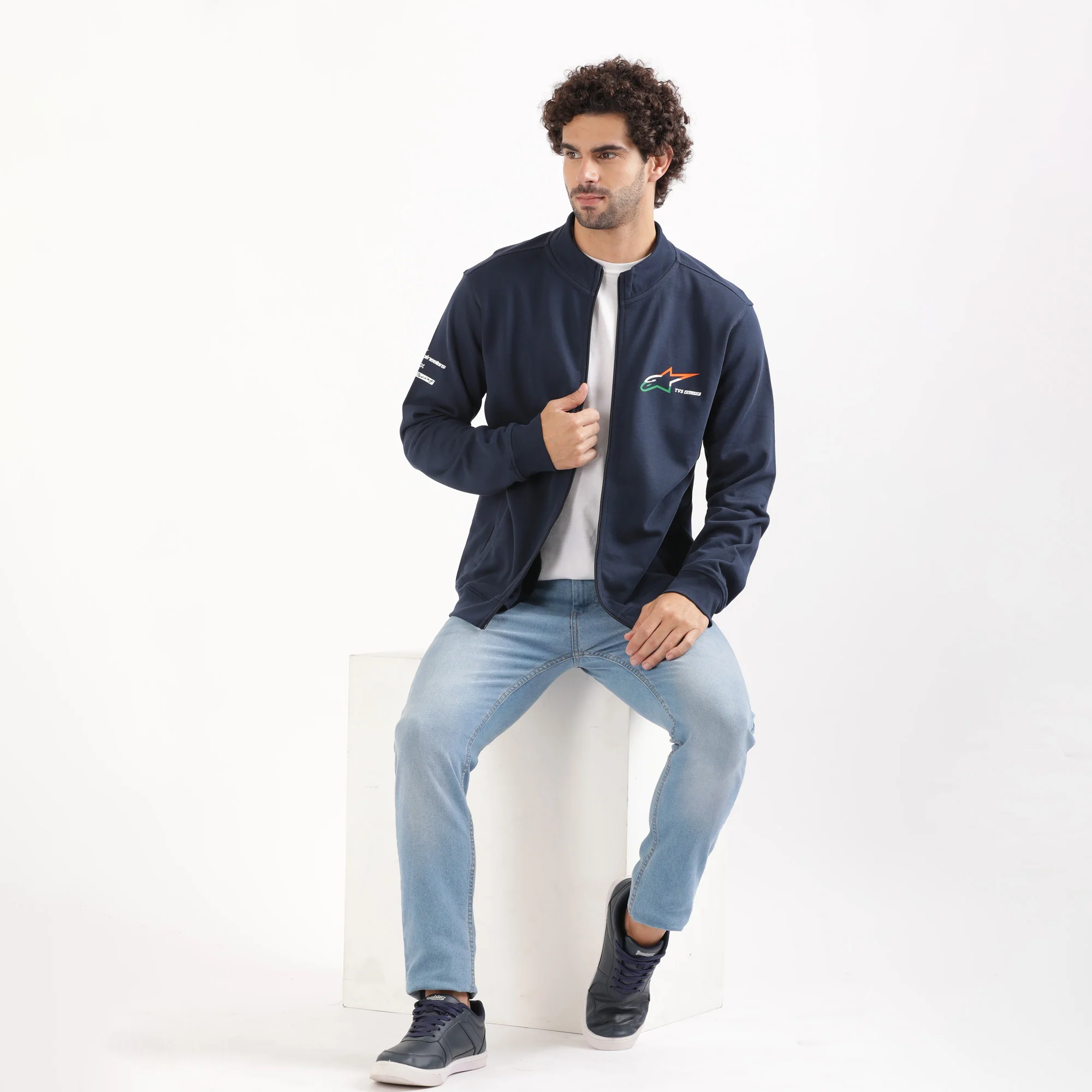 TVS Racing x Alpinestars High Neck Sweatshirt – 100% Cotton French Terry, Ultra-Soft Comfort, Breathable Anti-Odor Fabric, YKK Zipper, Ribbed Hem, Utility Pockets & Stylish Rider Look - Image 3