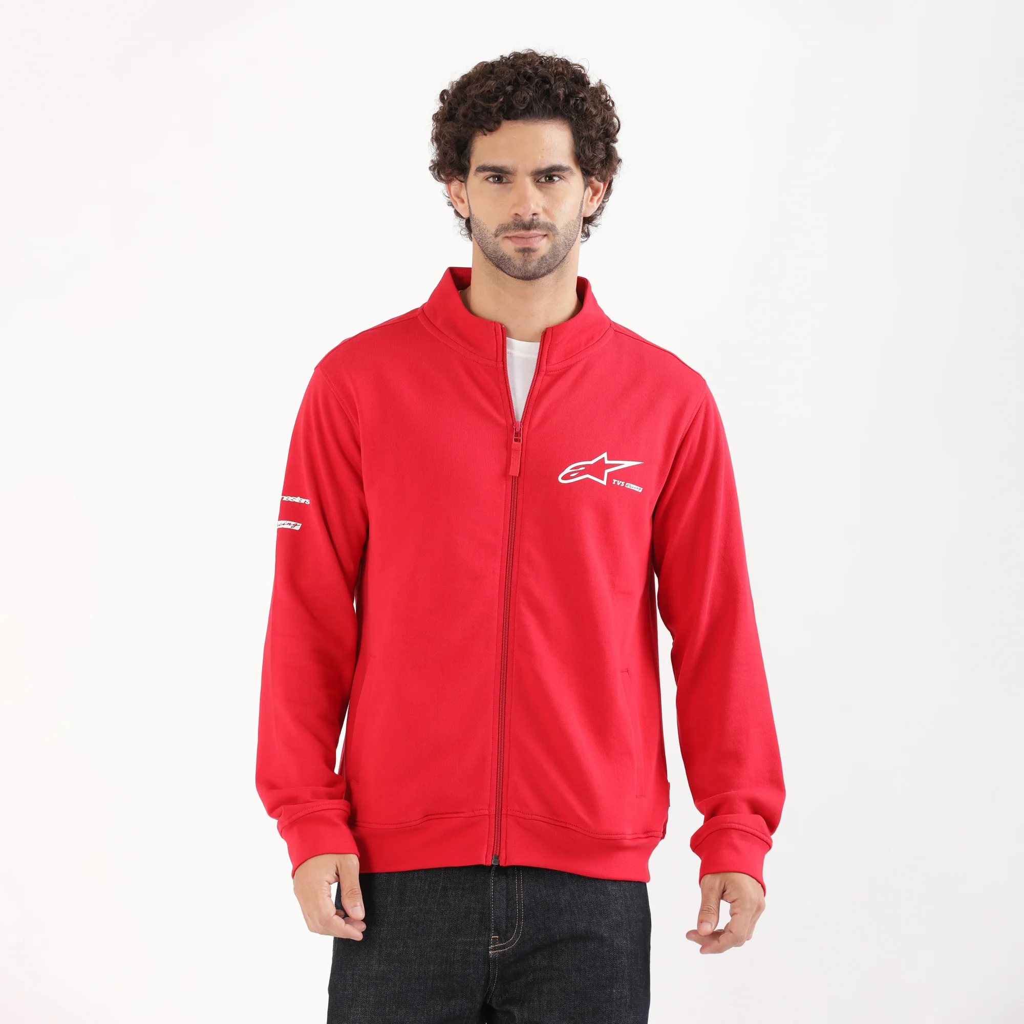 TVS Racing x Alpinestars High Neck Sweatshirt – 100% Cotton French Terry, Ultra-Soft Comfort, Breathable Anti-Odor Fabric, YKK Zipper, Ribbed Hem, Utility Pockets & Stylish Rider Look - Image 7