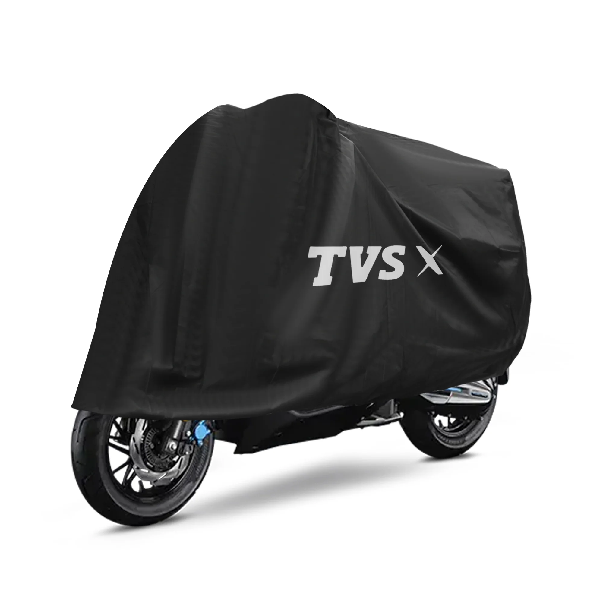 TVS X Vehicle Cover without Mirror Pocket | Rubberised Black | All-Weather Protection - Image 4