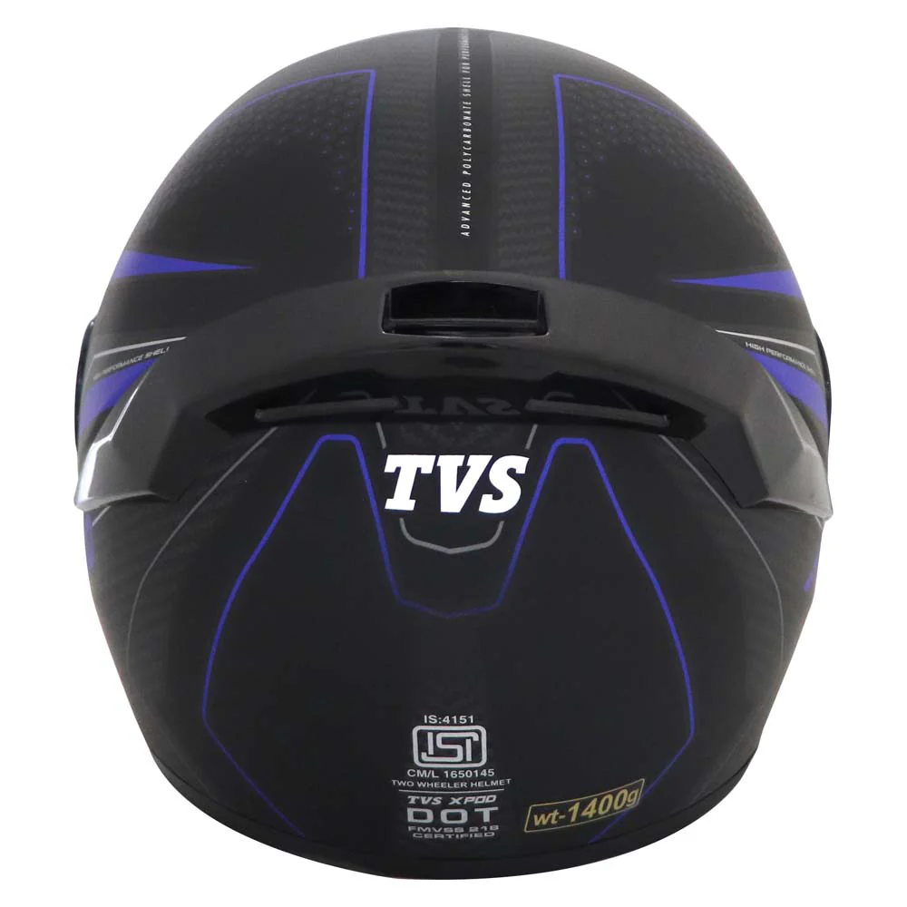 TVS XPOD Aerodynamic Helmet for Men- ISI & DOT Certified, Ultrawide Visor, Quick Release Strap – Premium Bike Helmet with Enhanced Air Circulation (Blistering Black & Blue) - Image 4